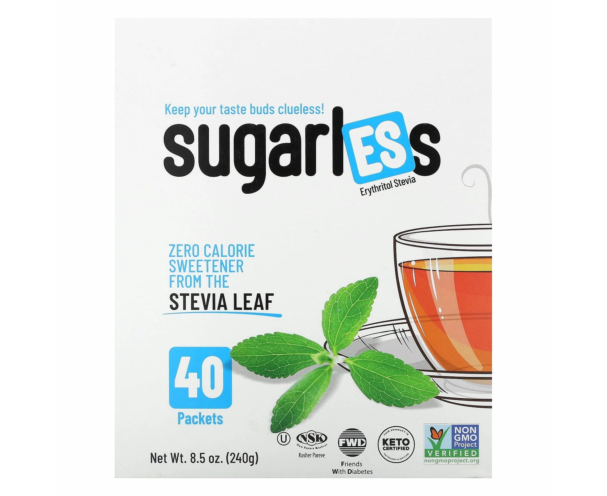 Health Garden, Sugarless, Erythritol Stevia, 40 Packets, 0.21 oz (6g) Each