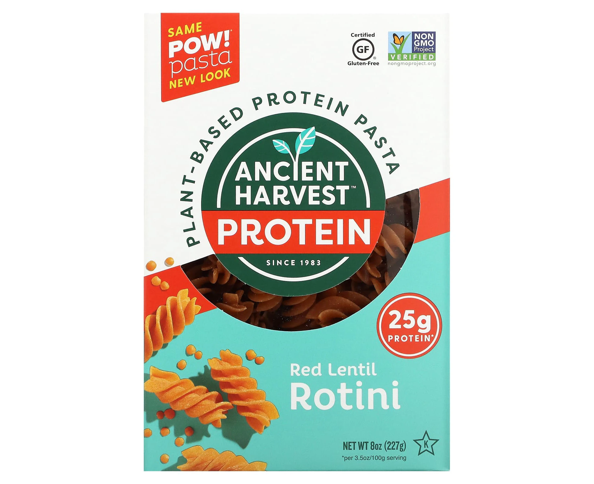 Ancient Harvest, Plant-Based Protein Pasta, Red Lentil Rotini, 8 oz (227g)