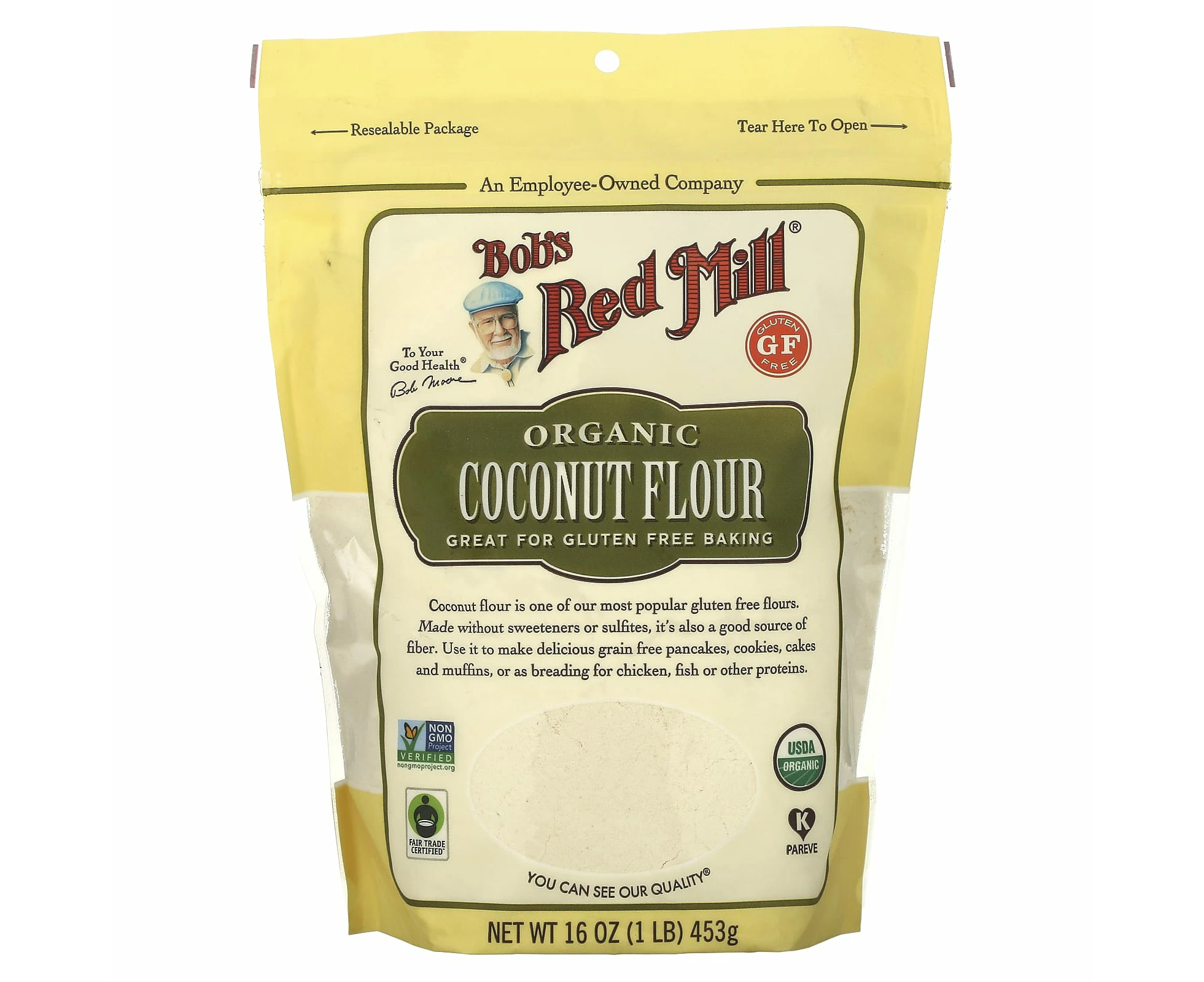 Bob's Red Mill, Organic Coconut Flour, Gluten Free, 1 lbs (453 g)