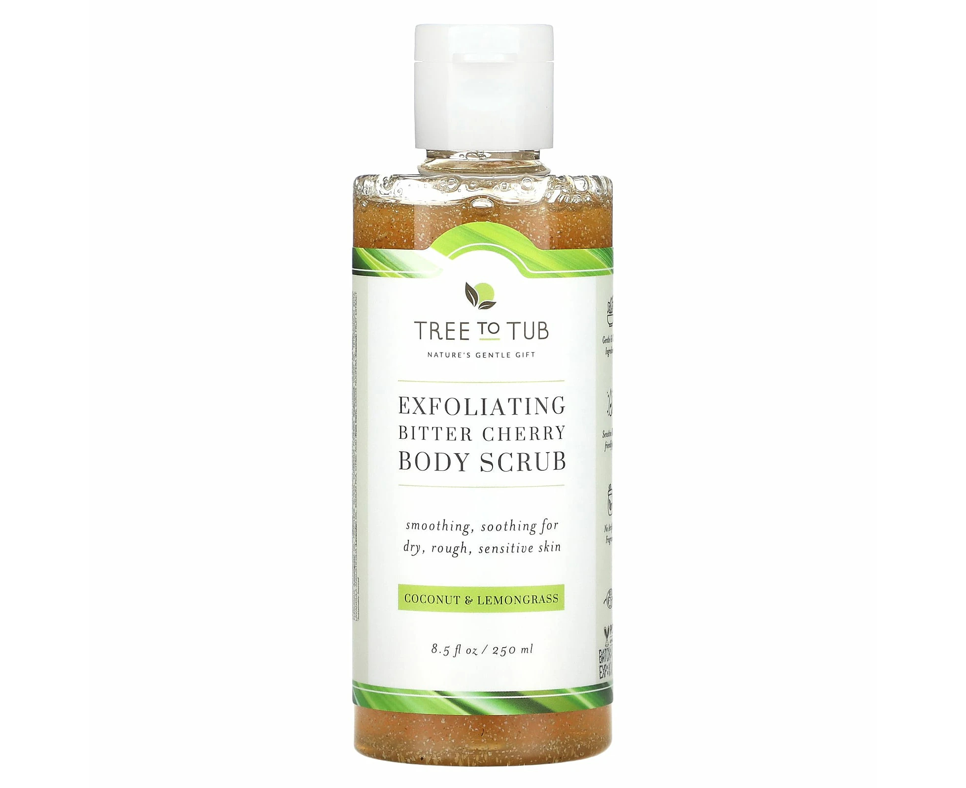 Tree To Tub, Exfoliating Bitter Cherry Body Scrub, Coconut & Lemongrass , 8.5 fl oz (250 ml)