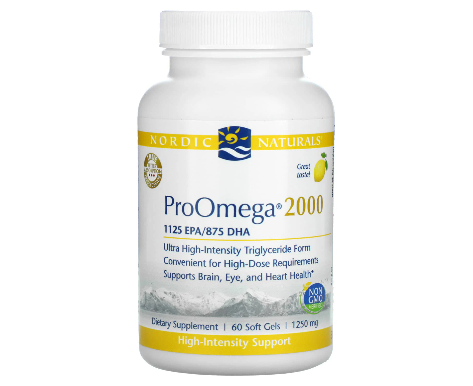 Nordic Naturals, ProOmega 2000, Lemon, 1250 mg, 60 Soft Gels