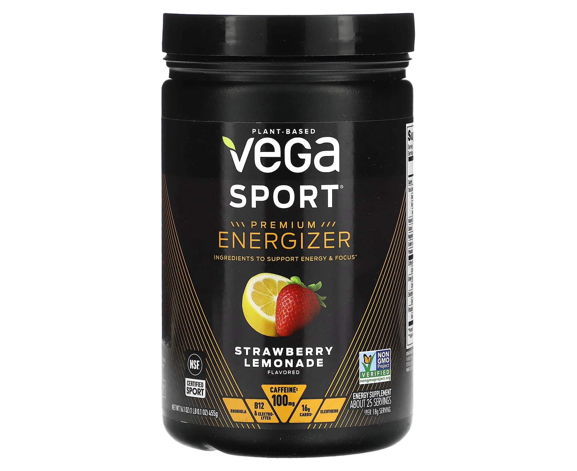 Vega, Sport, Plant-Based Premium Energizer, Strawberry Lemonade, 16.1 oz (455 g)