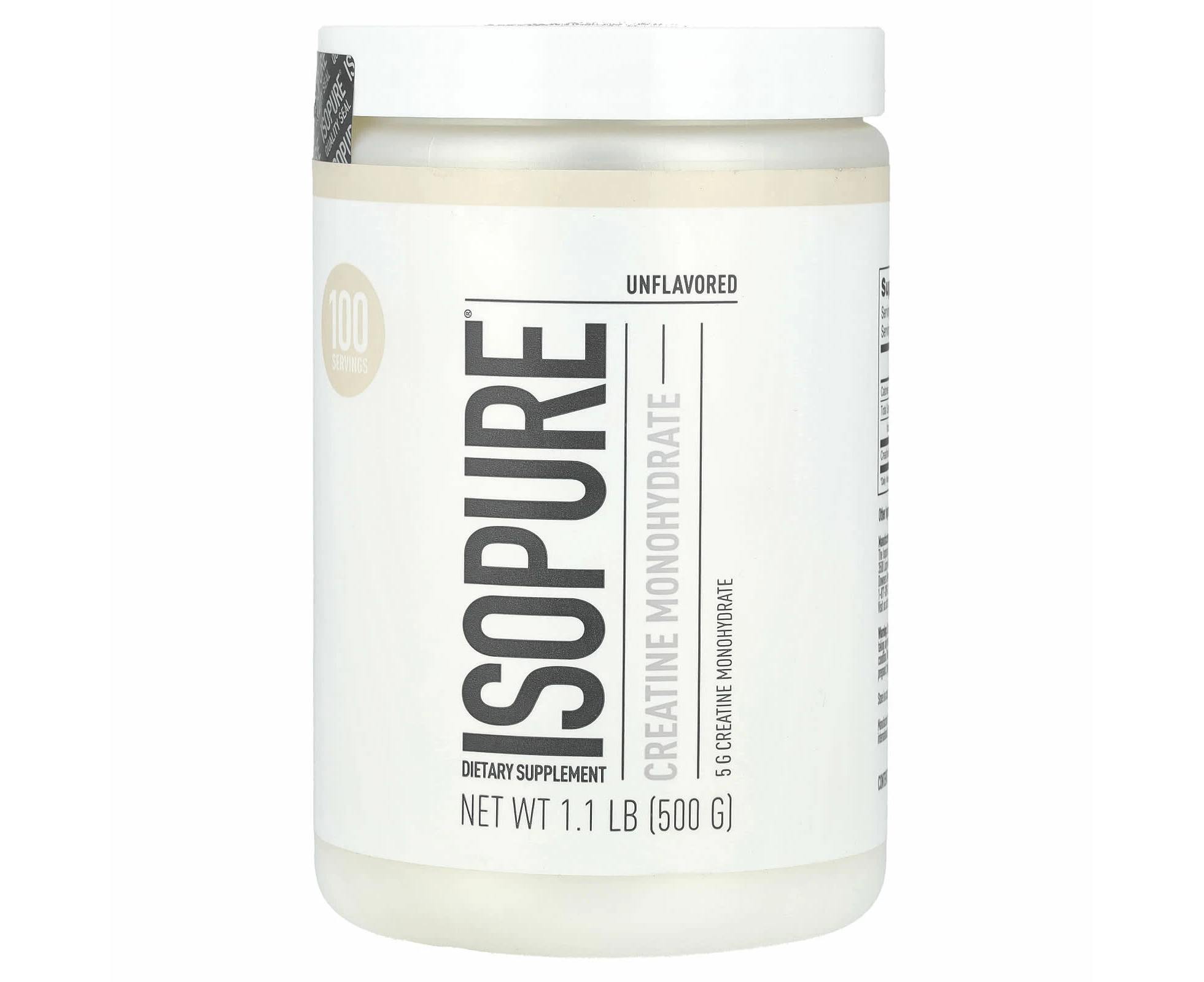 Isopure, Creatine Monohydrate, Unflavored, 1.1 lb (500 g)