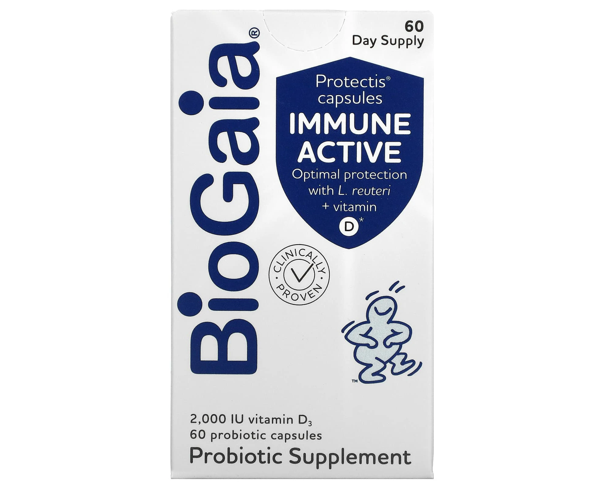 BioGaia, Immune Active, Protectis Capsules, 2,000 IU, 60 Probiotic Capsules