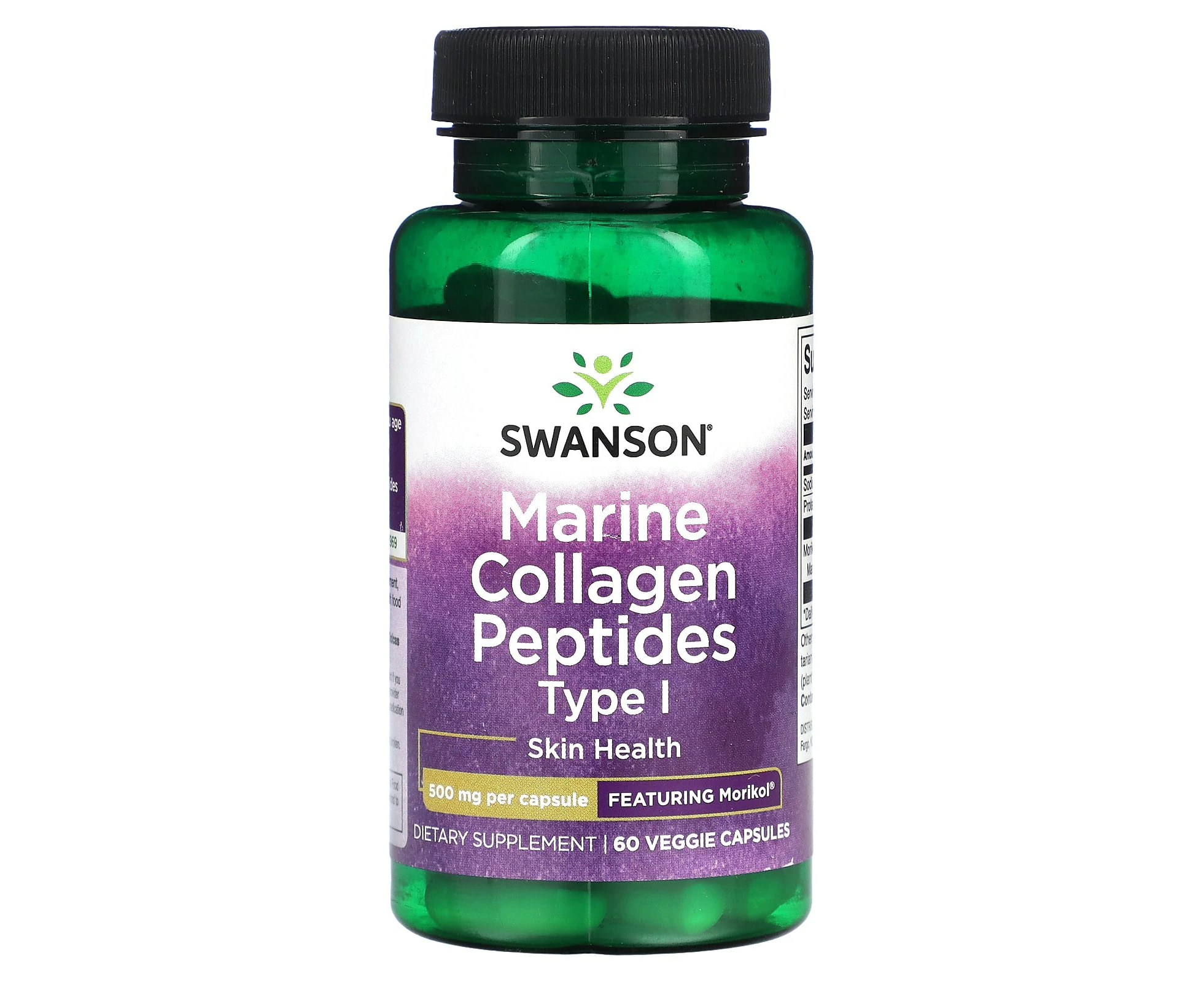 Swanson, Marine Collagen Peptides Type 1, 500 mg, 60 Veggie Capsules