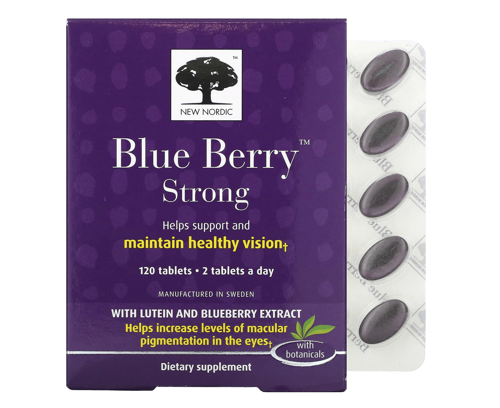 New Nordic, Blue Berry Strong, 120 Tablets