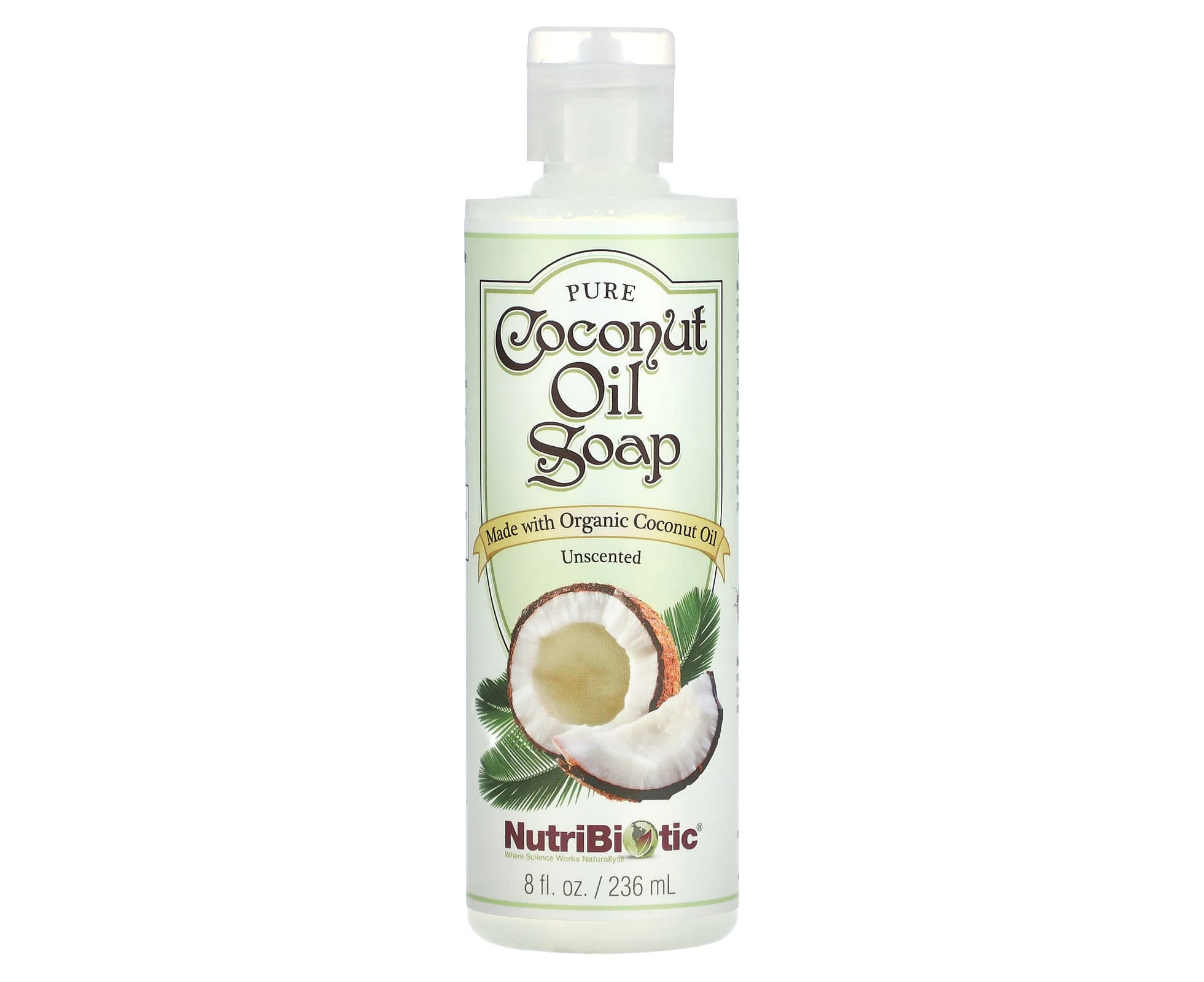 NutriBiotic, Pure Coconut Oil Soap, Unscented, 8 fl oz (236 ml)