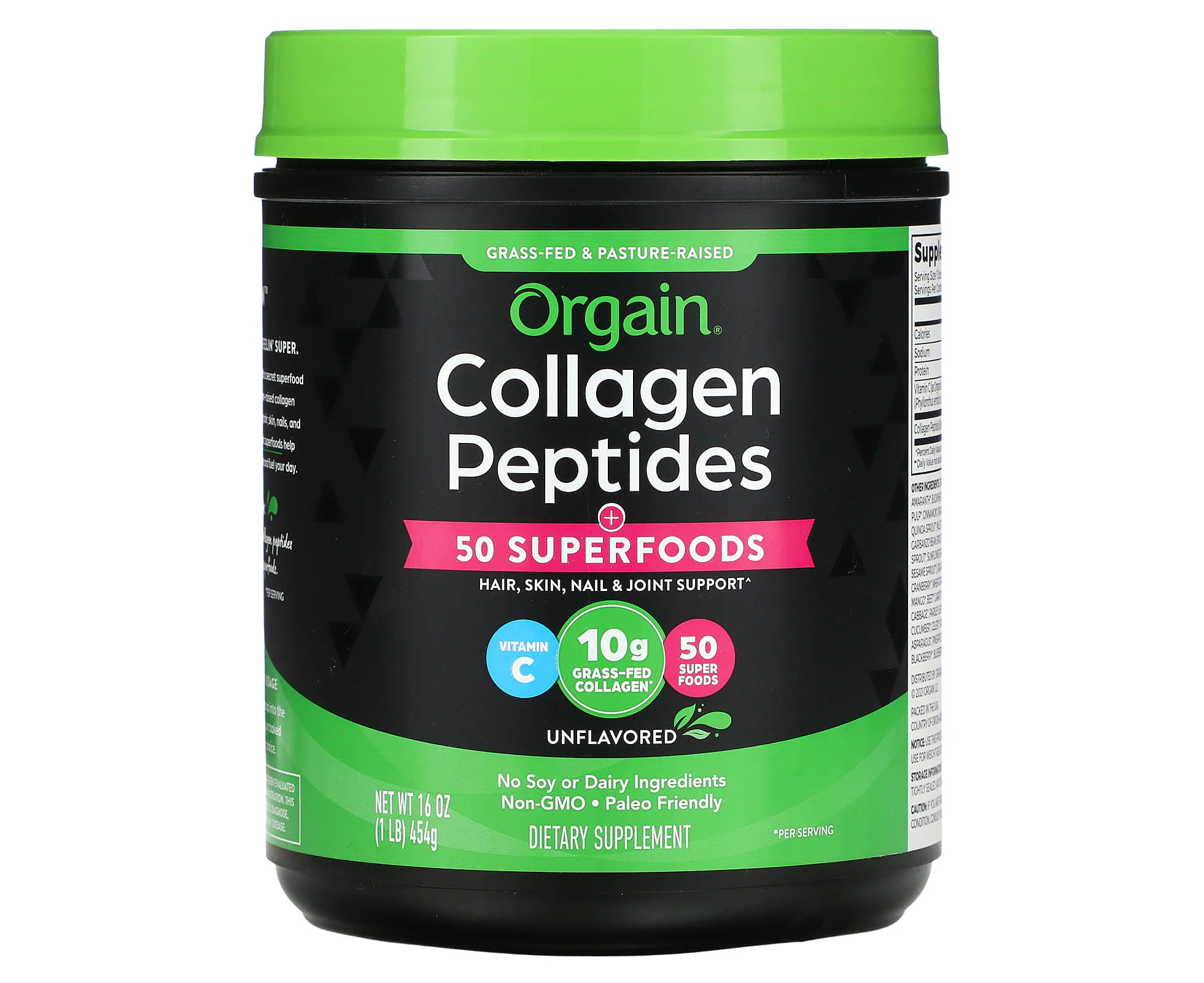 Orgain, Collagen Peptides, Plus 50 Superfoods, Unflavored, 1 lb (454 g)