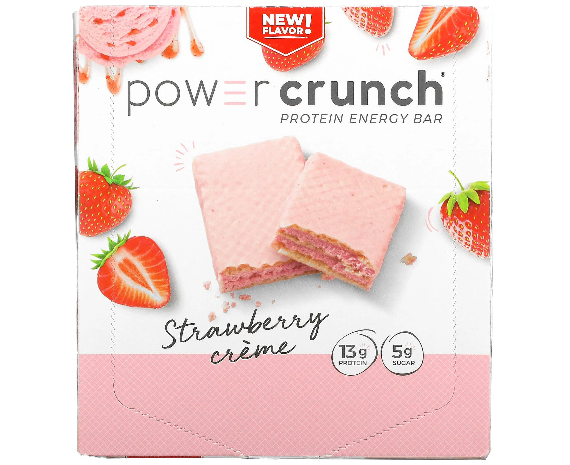 BNRG, Power Crunch Protein Energy Bar, Strawberry Creme, 12 Bars, 1.4 oz (40 g) Each