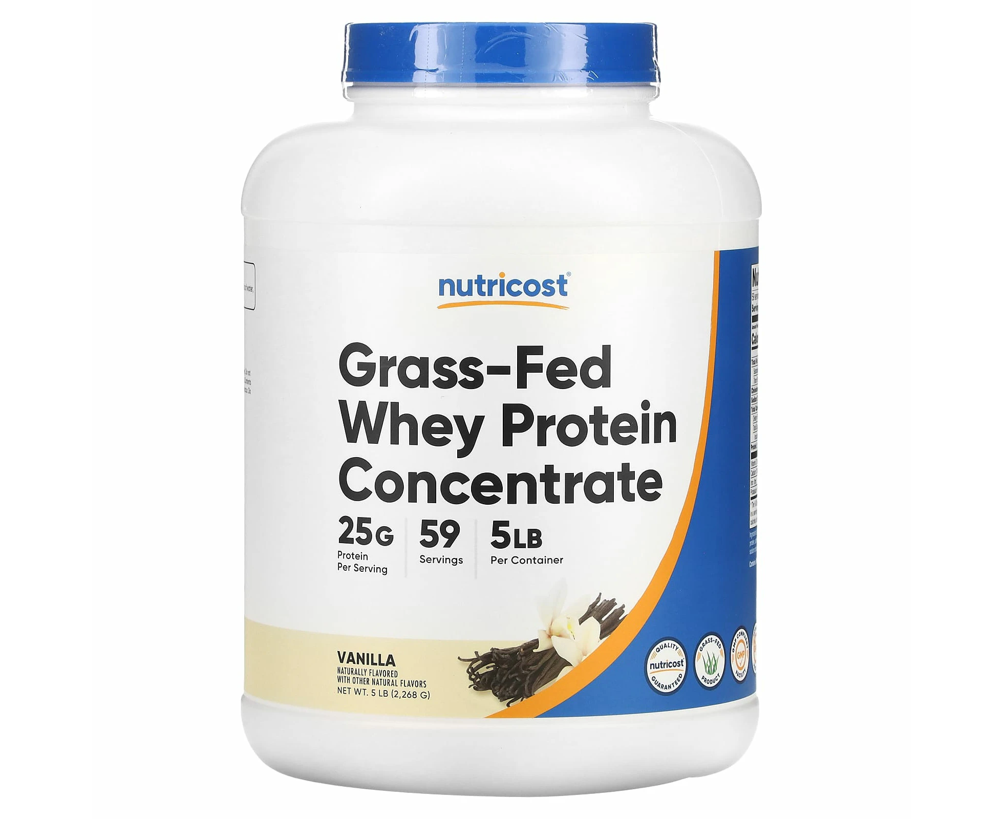 Nutricost, Grass-Fed Whey Protein Concentrate, Vanilla, 5 lb (2,268 g)