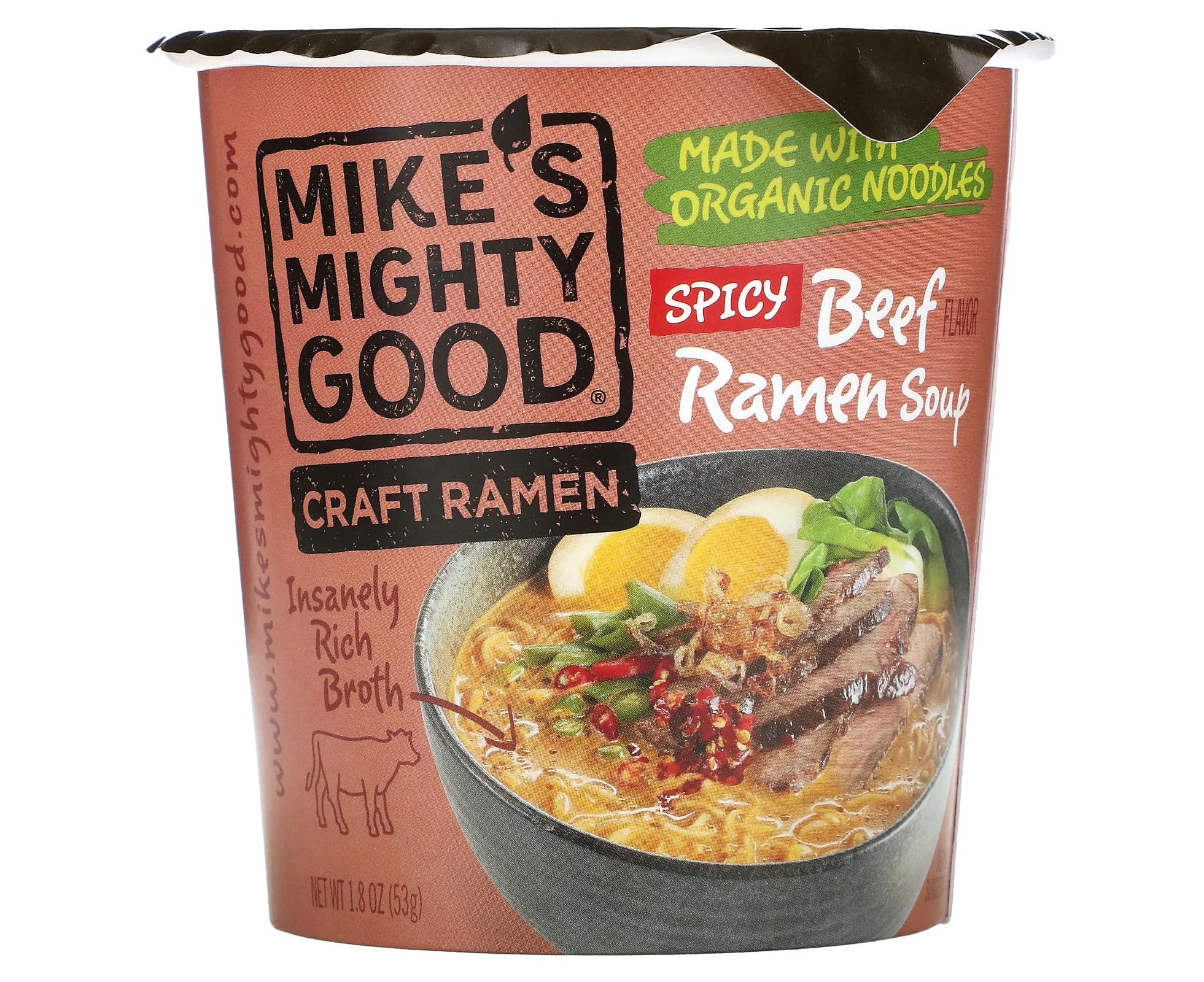 Mike's Mighty Good, Craft Ramen, Spicy Beef Flavor Ramen Soup, 1.8 oz (53 g)