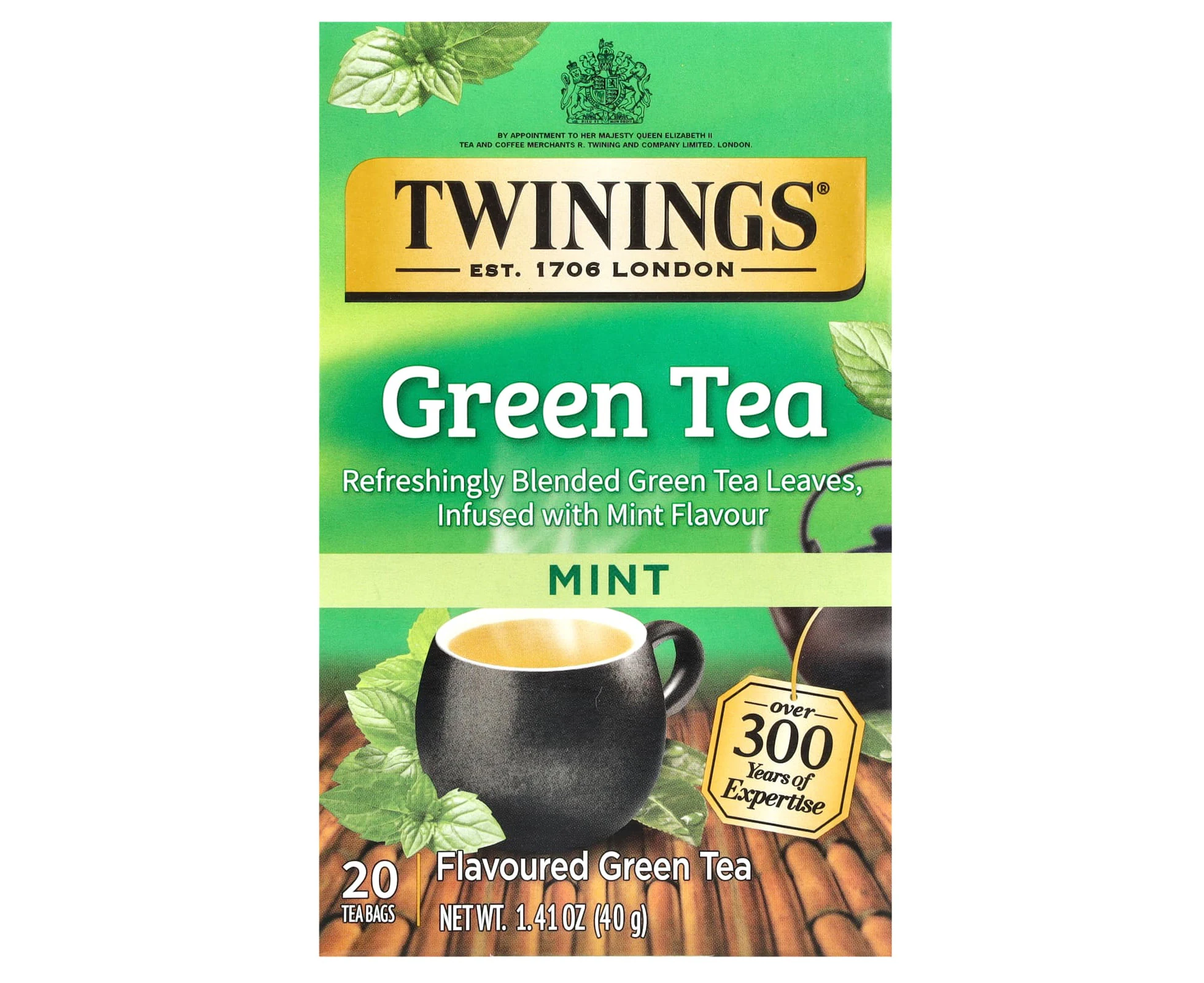 Twinings, Green Tea, Mint, 20 Tea Bags, 1.41 oz (40 g)