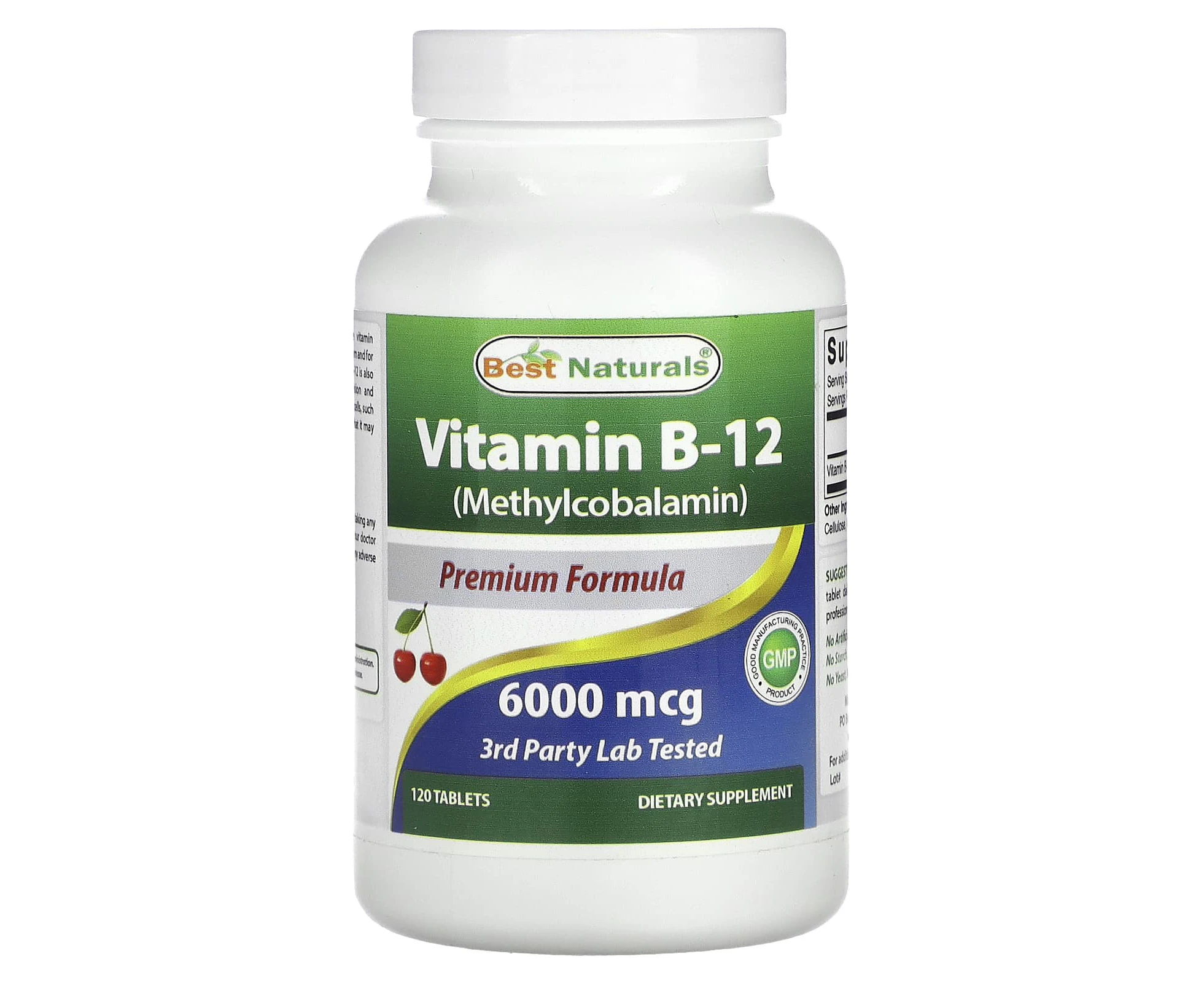 Best Naturals, Vitamin B-12 (Methylcobalamin), 6,000 mcg, 120 Tablets