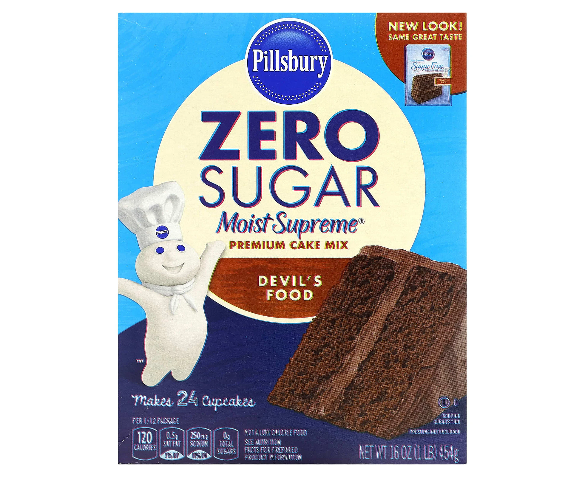 Pillsbury, Zero Sugar, Premium Cake Mix, Devil's Food, 16 oz (454 g)