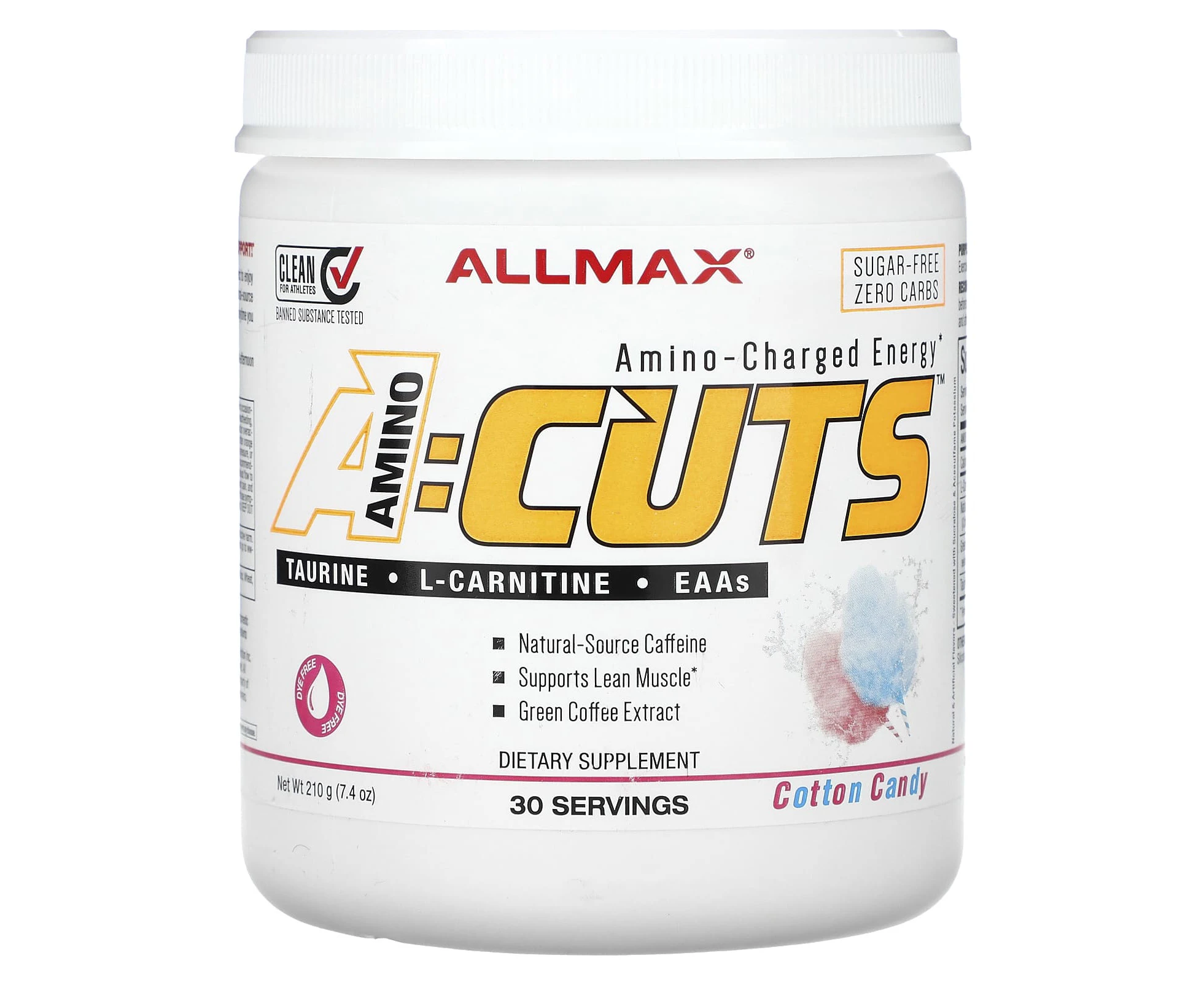 ALLMAX, ACUTS, Amino-Charged Energy, Cotton Candy, 7.4 oz (210 g)