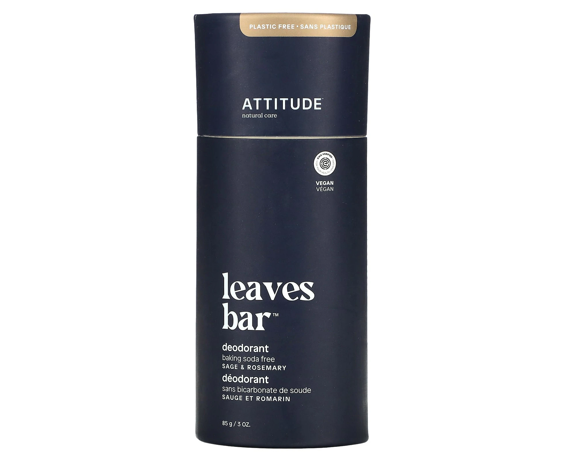 ATTITUDE, Leaves Bar Deodorant, Sage & Rosemary, 3 oz (85 g)