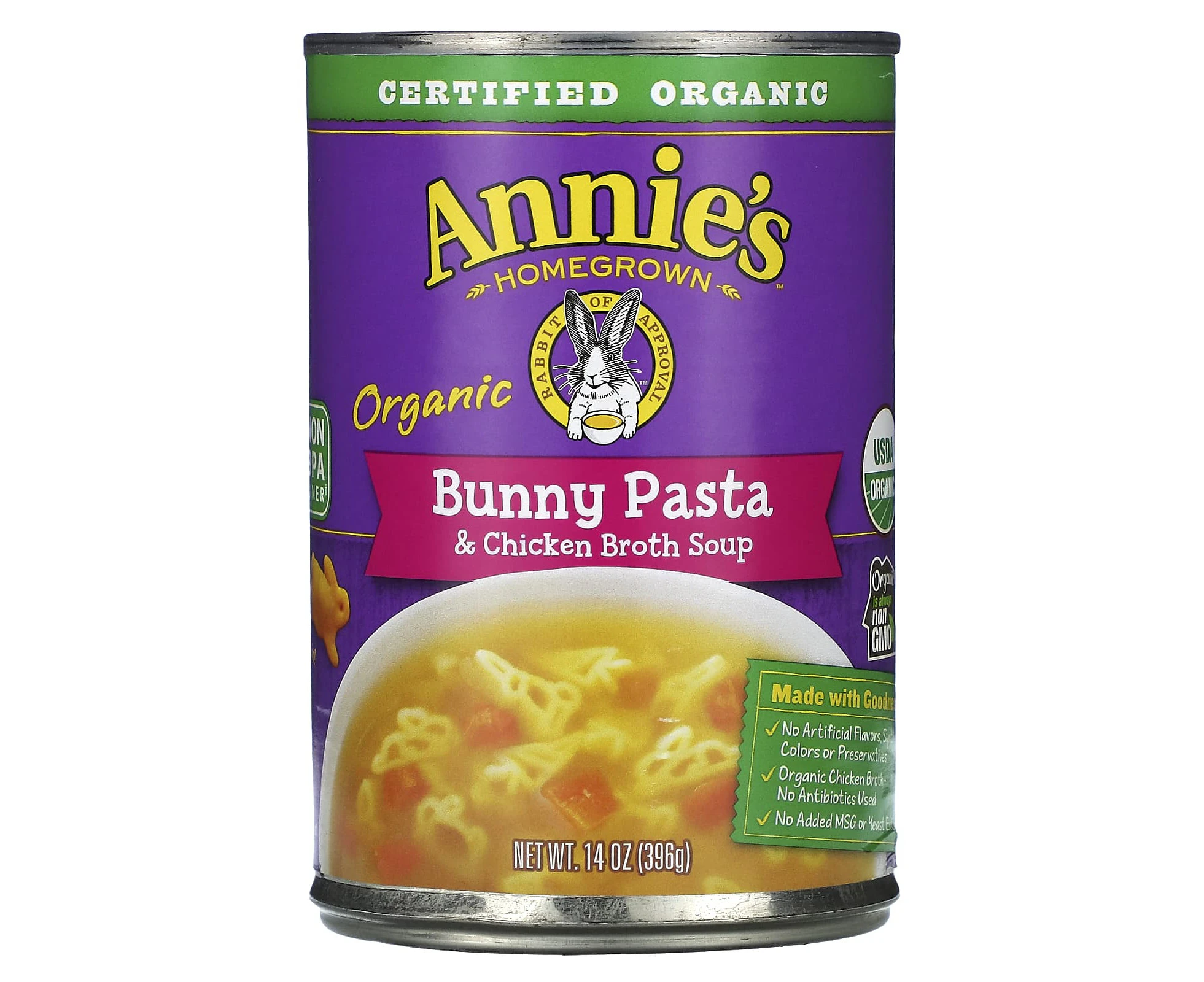 Annie's Homegrown, Organic Bunny Pasta & Chicken Broth Soup, 14 oz (396 g)