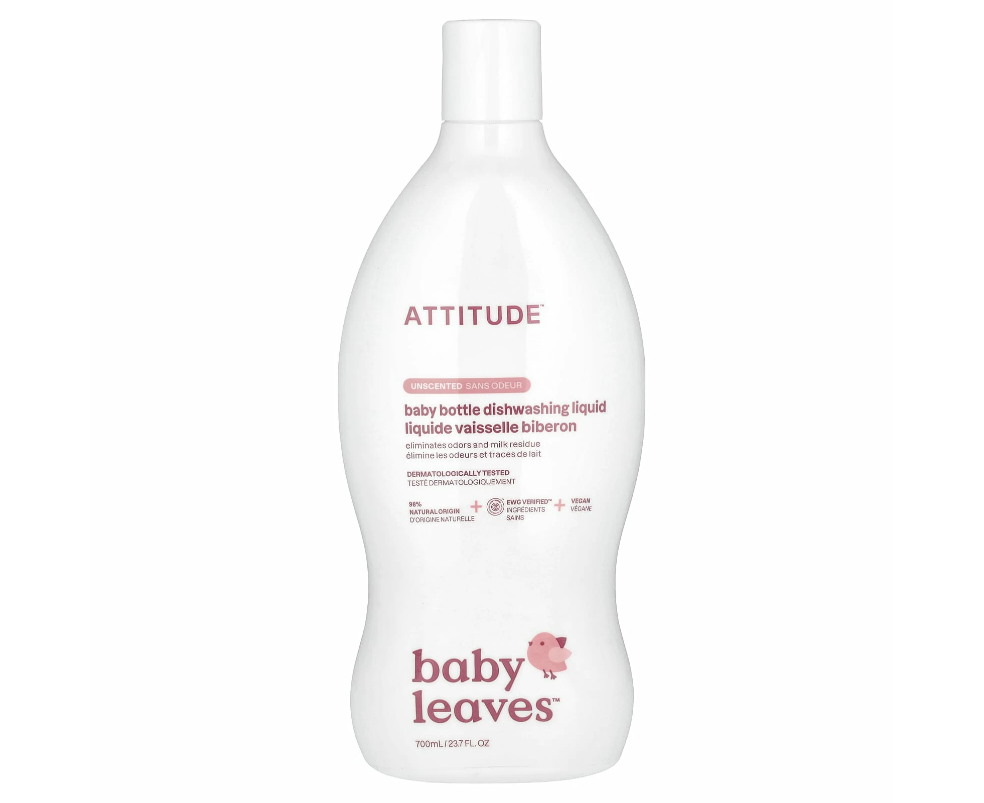 ATTITUDE, Baby Bottle Dishwashing Liquid, Unscented, 23.7 fl oz (700 ml)