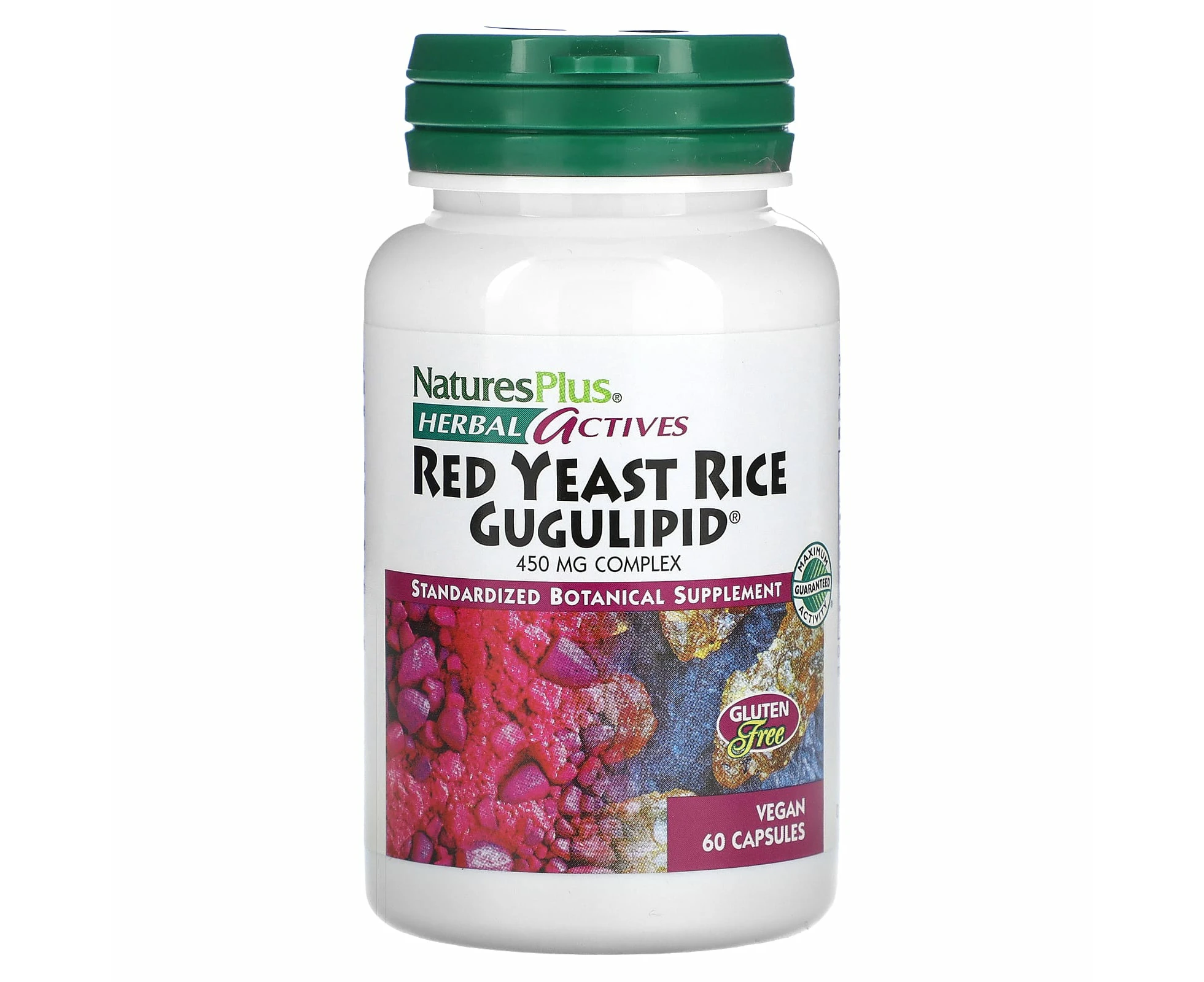 NaturesPlus, Herbal Actives, Red Yeast Rice Gugulipid, 450 mg, 60 Vegan Capsules