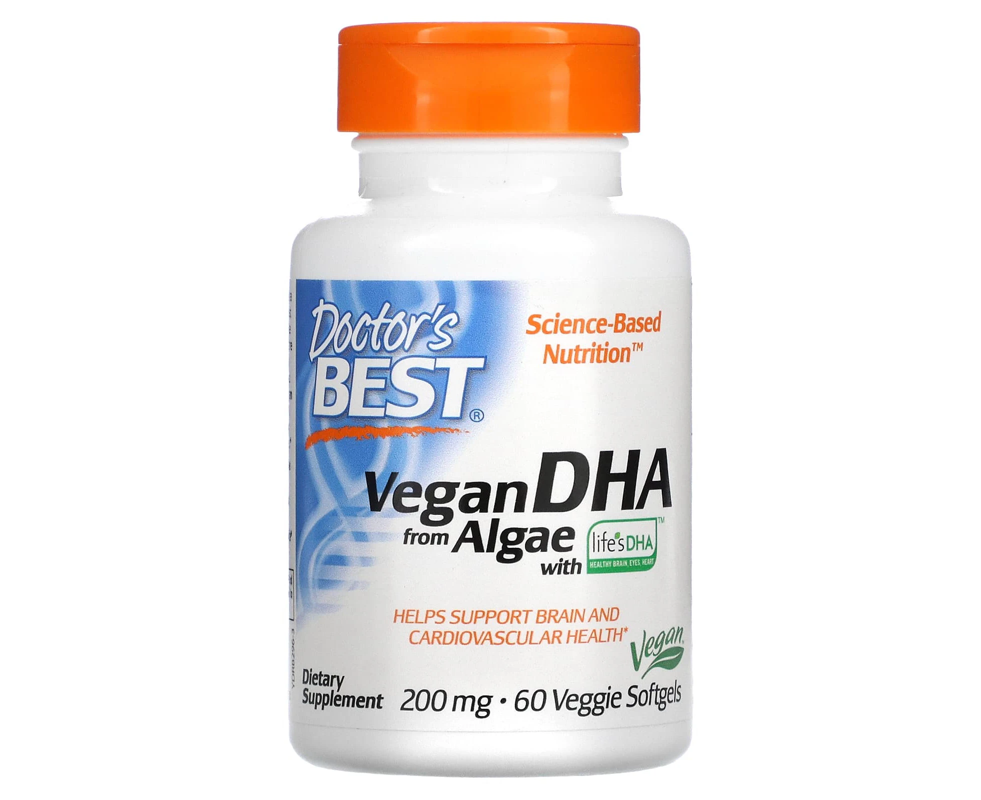 Doctor's Best, Vegan DHA from Algae with Life's DHA, 200 mg, 60 Veggie Softgels