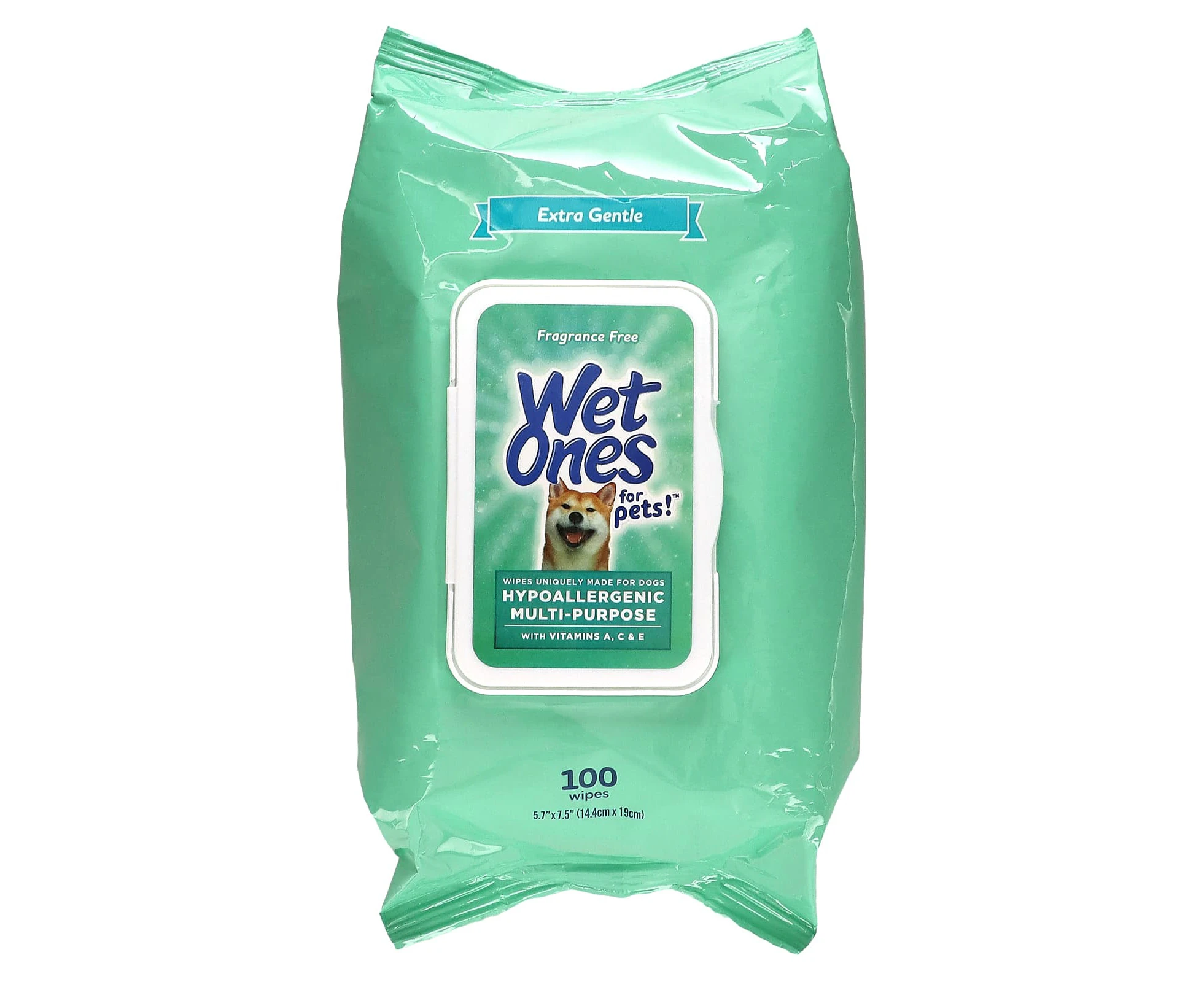 Wet Ones, Hypoallergenic Multi-Purpose with Vitamin A, C & E Wipes, For Dogs, Fragrance Free , 100 Wipes