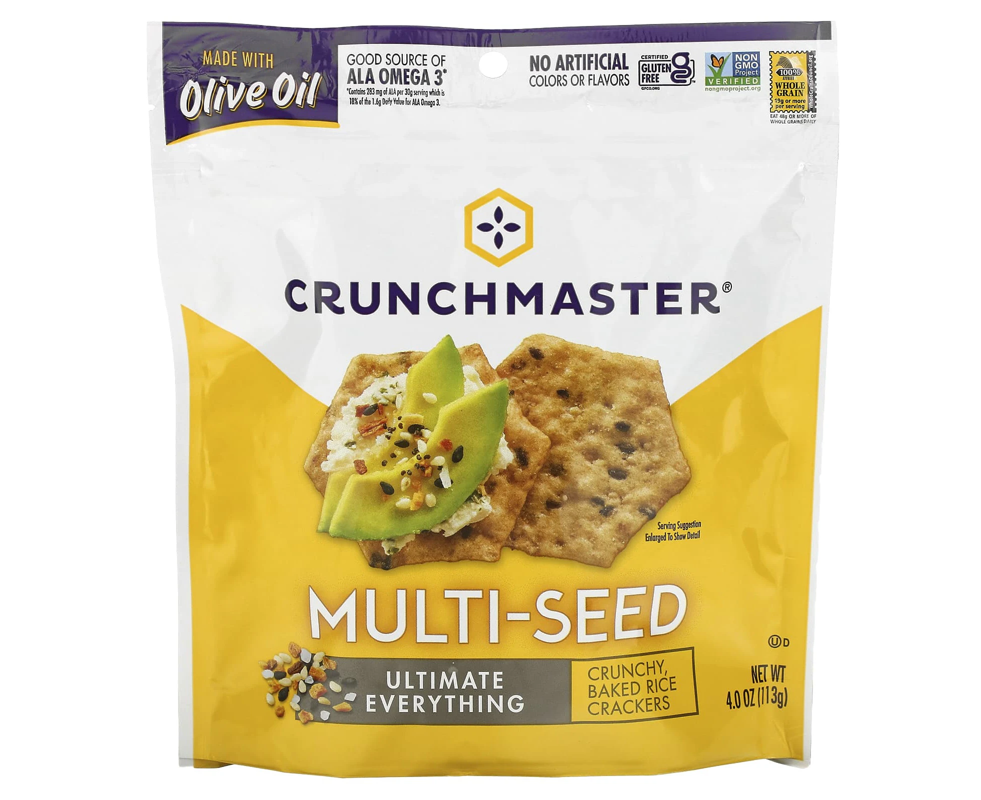 Crunchmaster, Multi-Seed, Crunchy Baked Rice Crackers, Ultimate Everything, 4 oz (113 g)