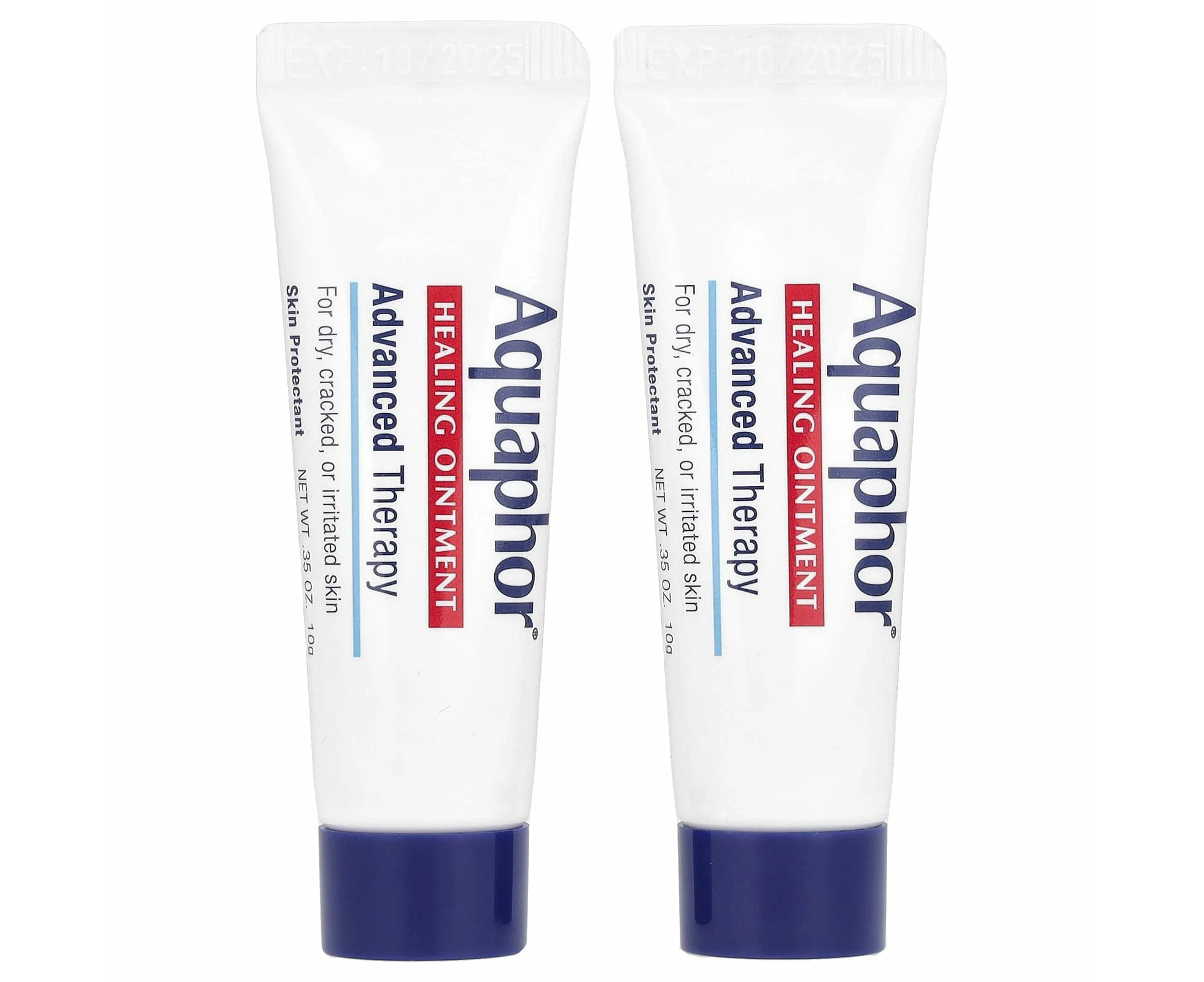 Aquaphor, Advanced Therapy, Healing Ointment, Fragrance Free , 2 Tubes, 0.35 oz (10 g) Each