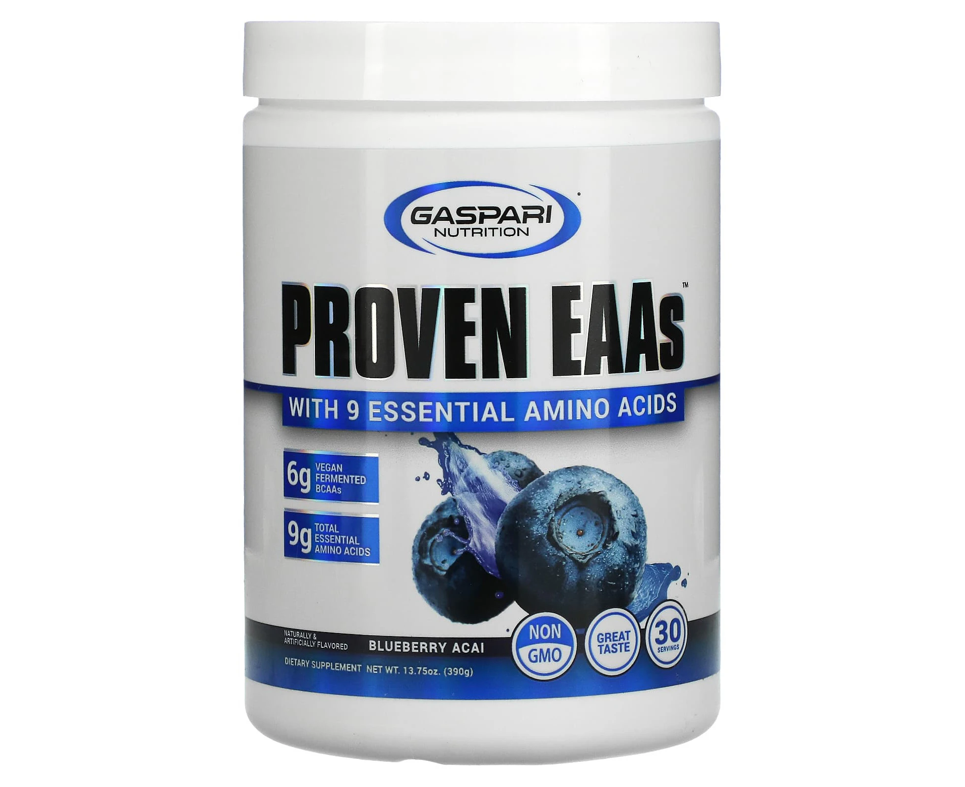 Gaspari Nutrition, Proven EAAs with 9 Essential Amino Acids, Blueberry Acai, 13.75 oz (390 g)