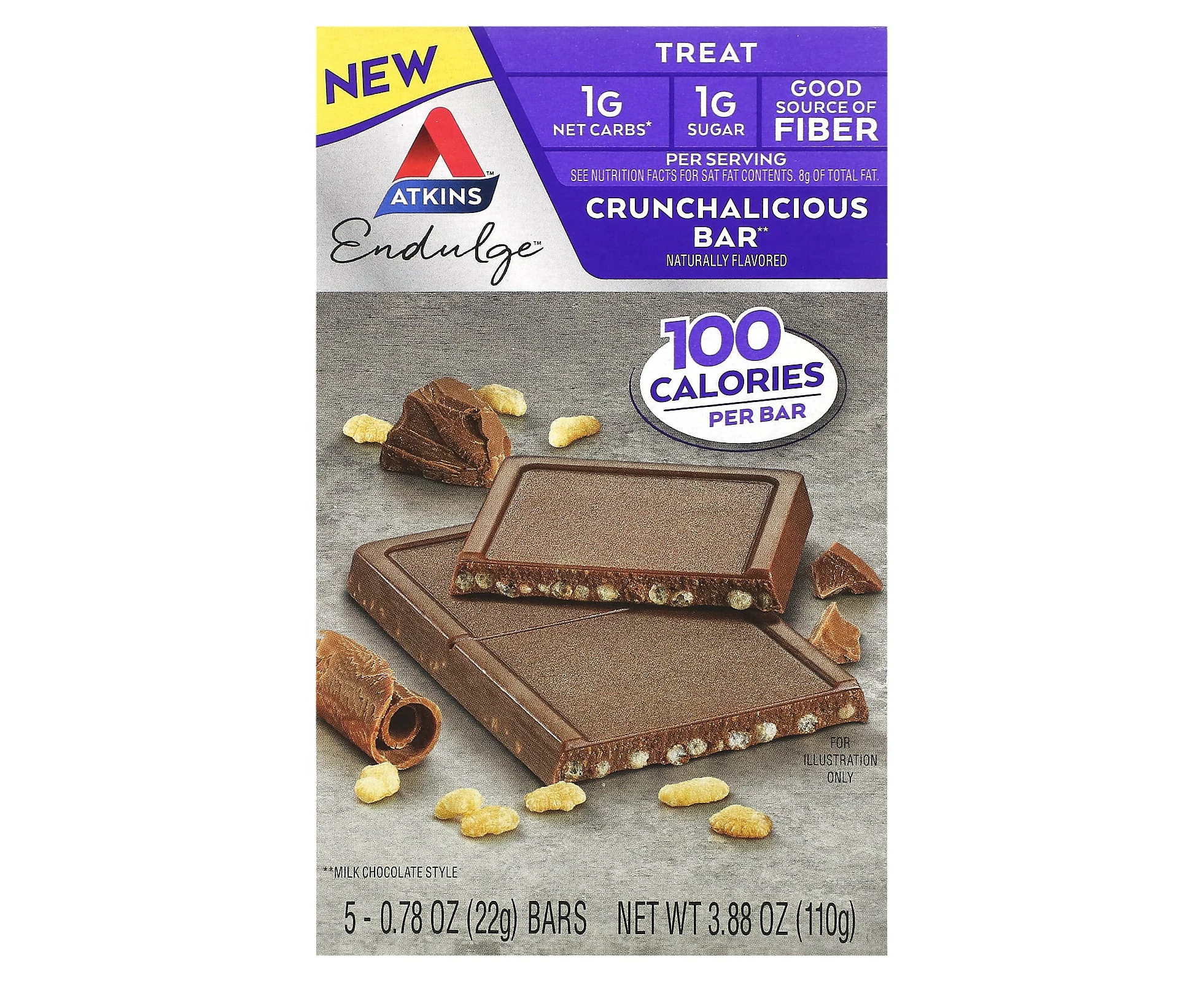 Atkins, Endulge, Crunchalicious Bar, 5 Bars, 0.78 oz (22 g) Each