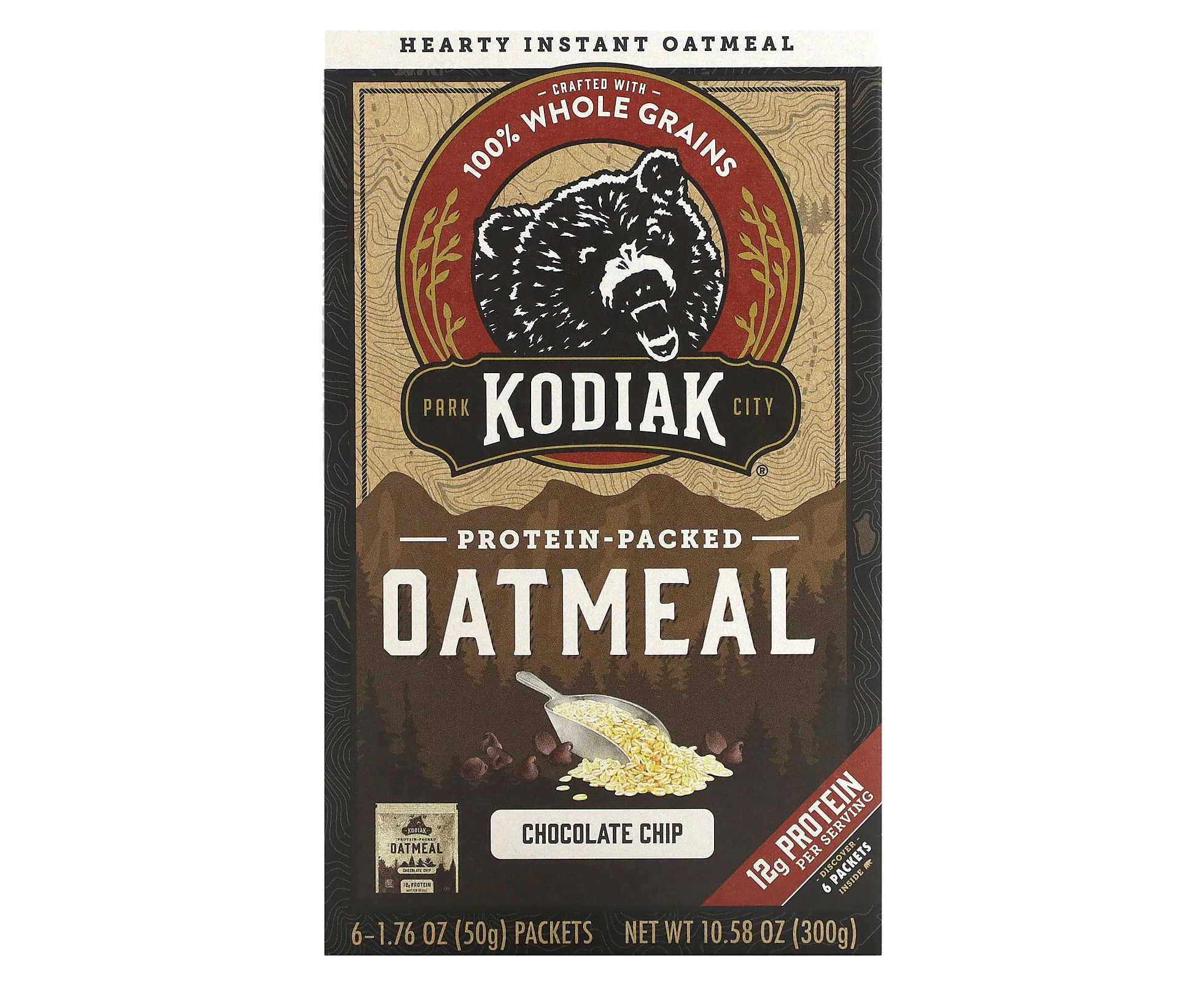 Kodiak Cakes, Protein Packed Oatmeal, Chocolate Chip, 6 Packets, 1.76 oz (50 g) Each