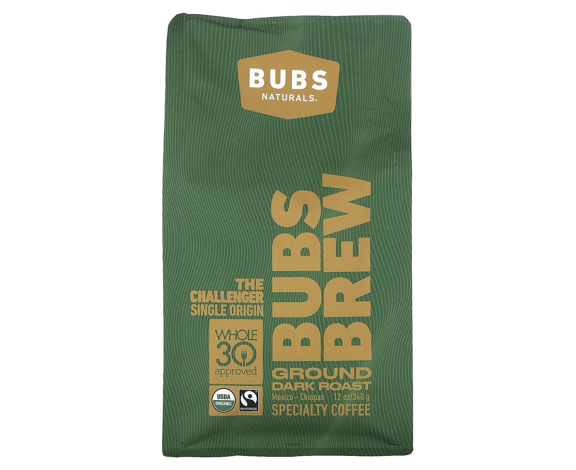 BUBS Naturals, Bubs Brew, The Challenger Single Origin, Ground, Dark Roast, 12 oz (340 g)