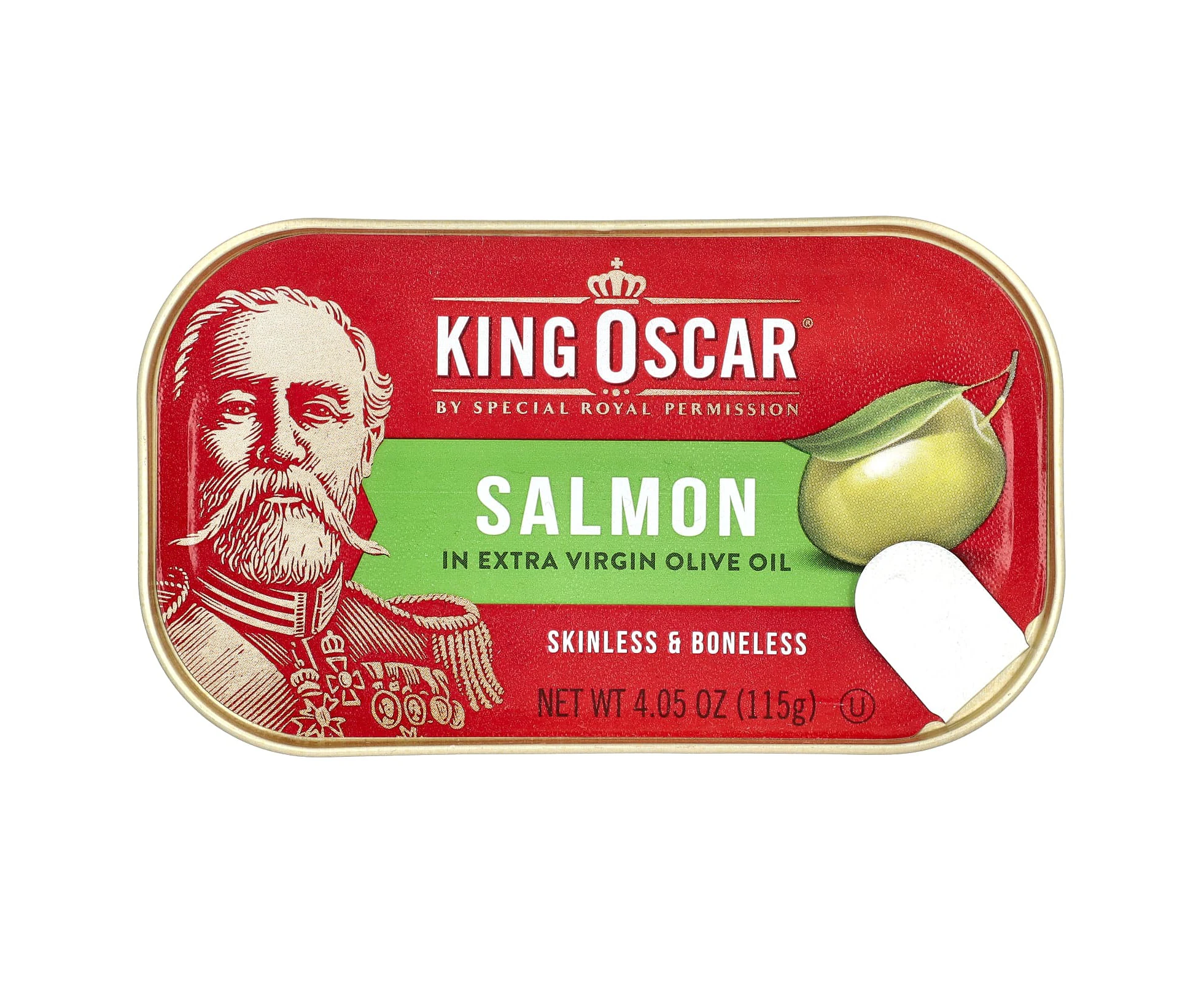 King Oscar, Skinless & Boneless Salmon in Extra Virgin Olive Oil, 4.05 oz (115 g)