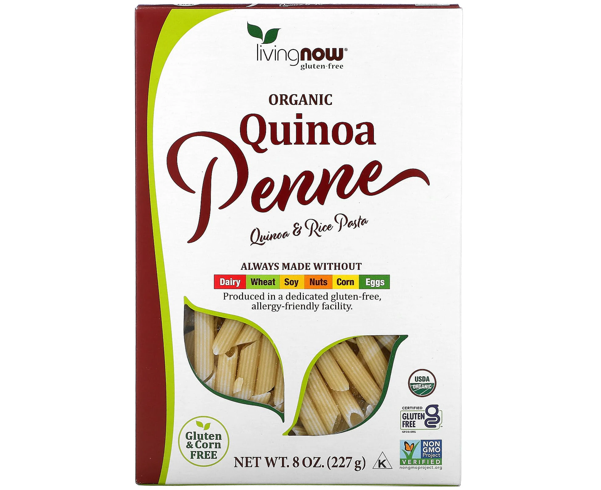 NOW Foods, Living Now, Organic Quinoa Penne, 8 oz (227 g)