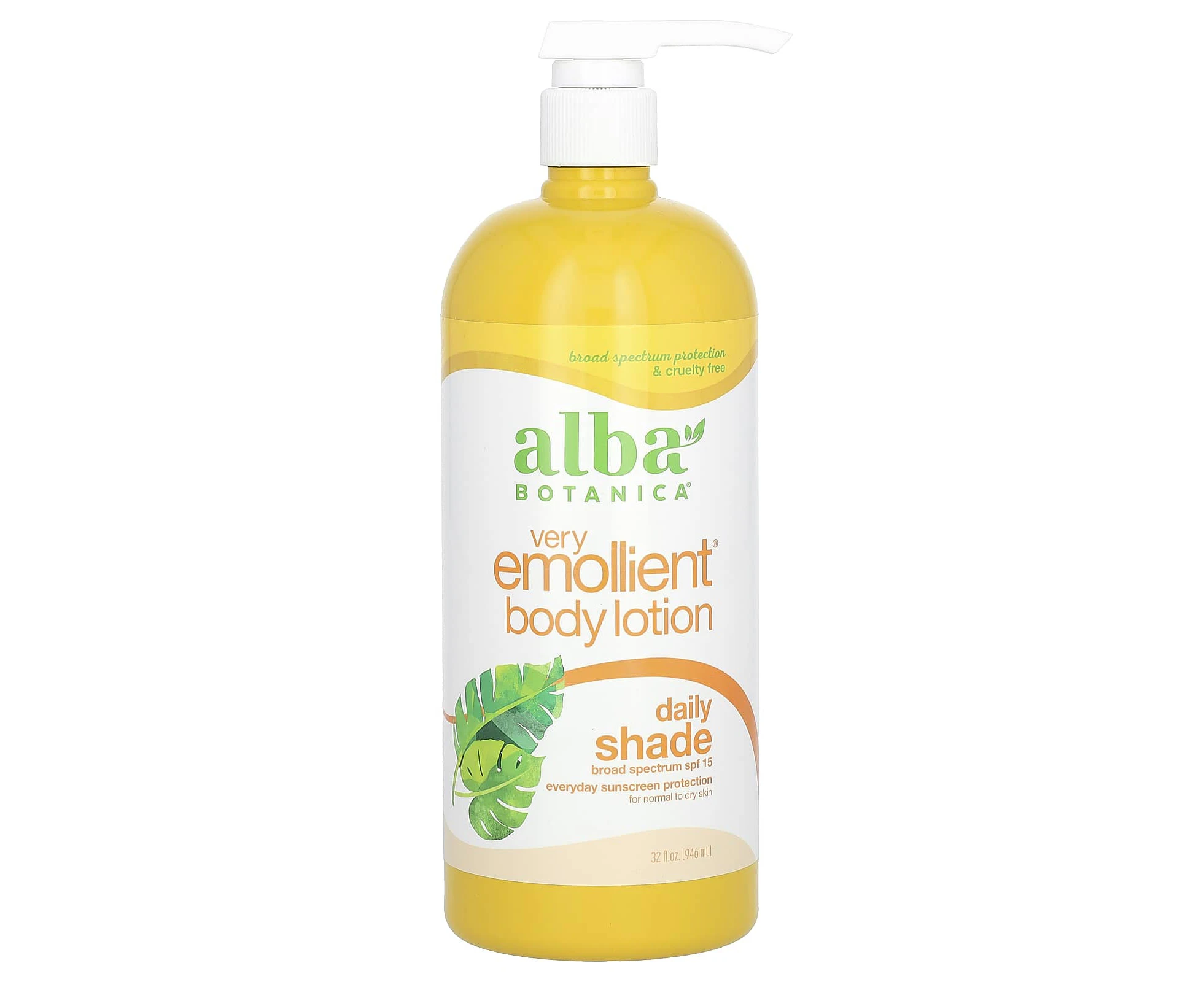 Alba Botanica, Very Emollient Body Lotion, Daily Shade, SPF 15, 32 fl oz (946 ml)