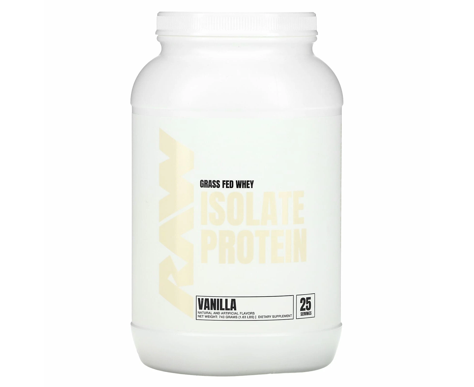 Raw Nutrition, Grass Fed Whey Isolate Protein, Vanilla, 1.63 lb (740 g)