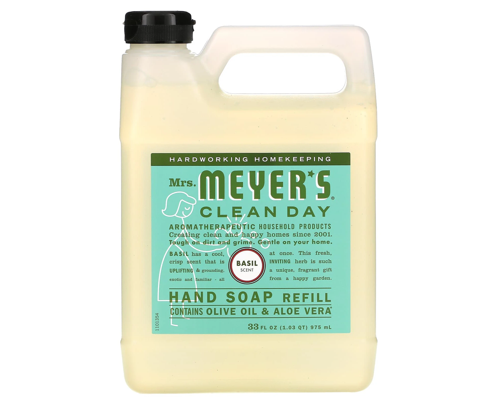 Mrs. Meyers Clean Day, Hand Soap Refill, Basil, 33 fl oz (975 ml)