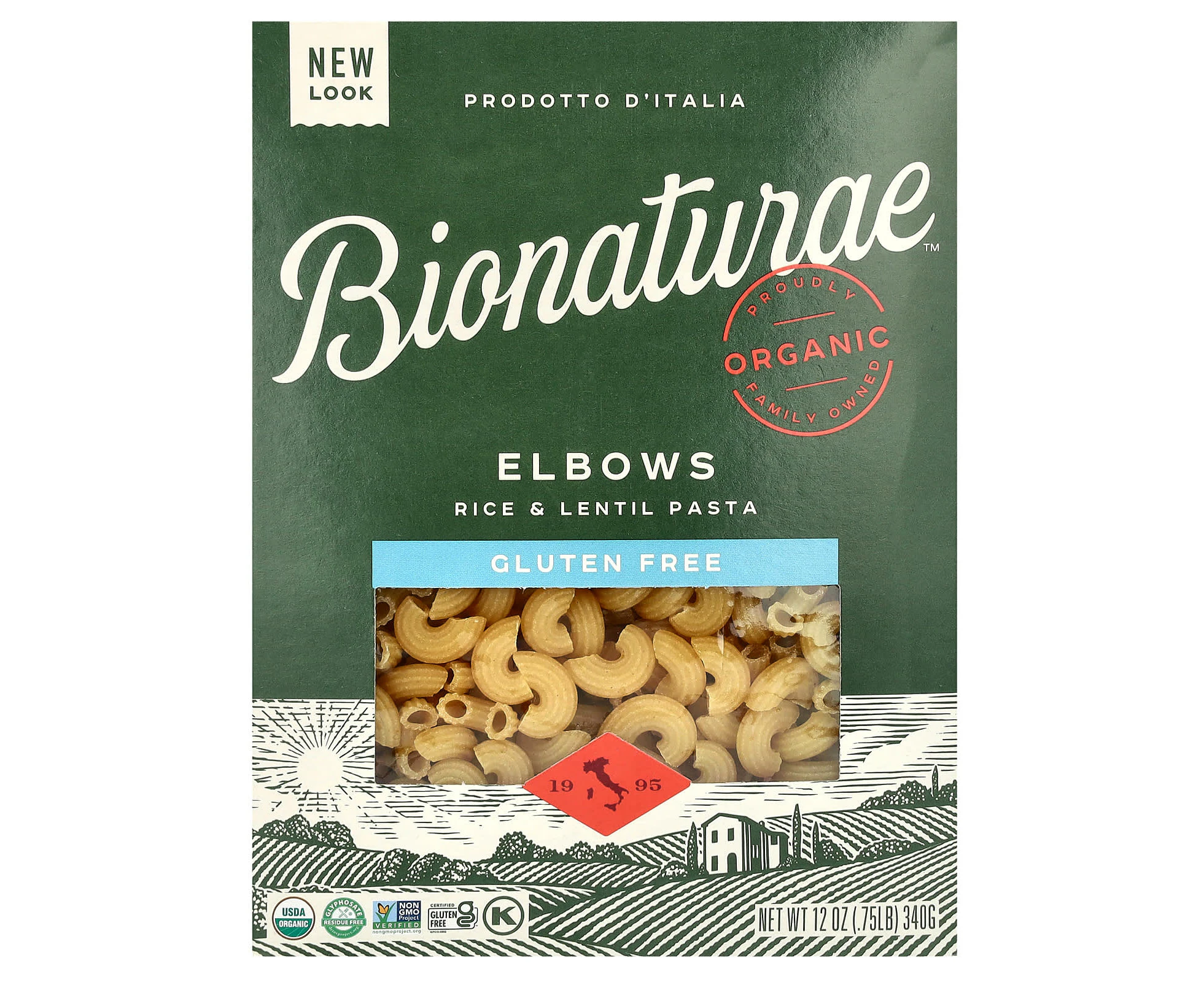 Bionaturae, Gluten Free Rice & Lentil Pasta, Elbows, 12 oz (340 g)