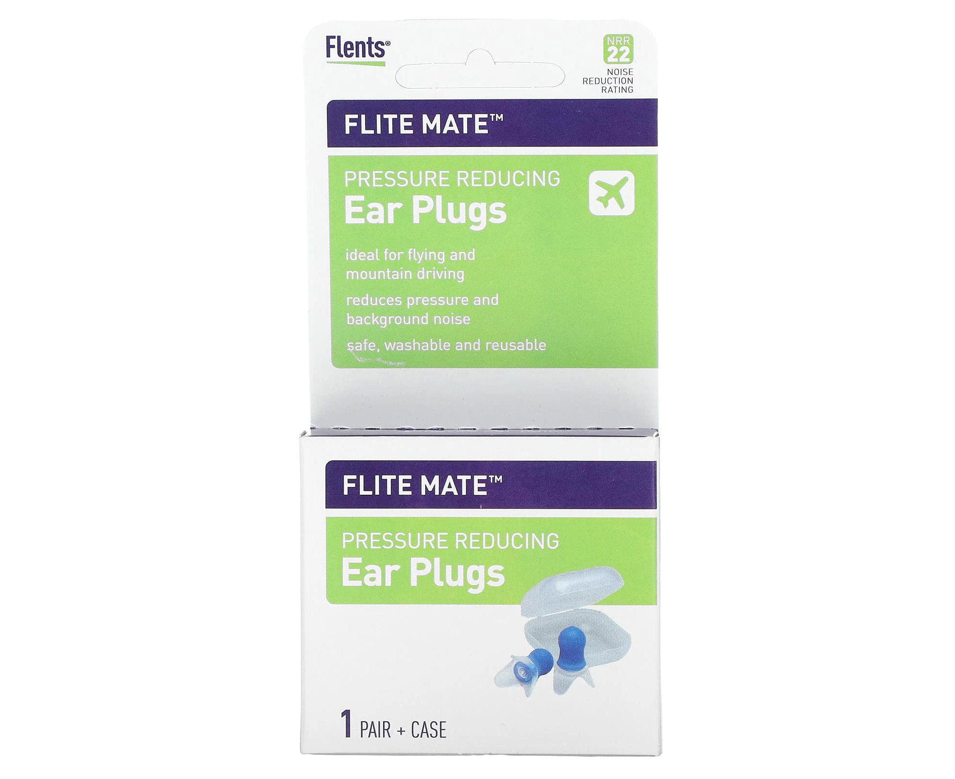 Flents, Flite Mate, Pressure Reducing Ear Plugs, 1 Pair + Case