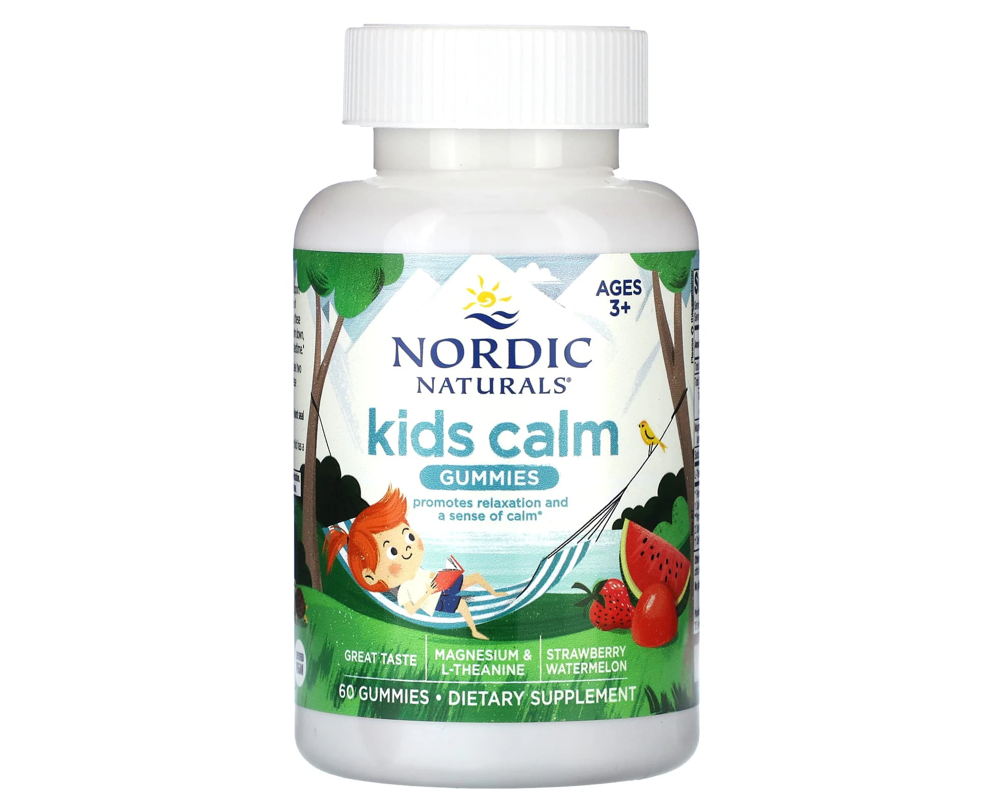 Nordic Naturals, Kids Calm Gummies, Ages 3+, Strawberry Watermelon, 60 Gummies