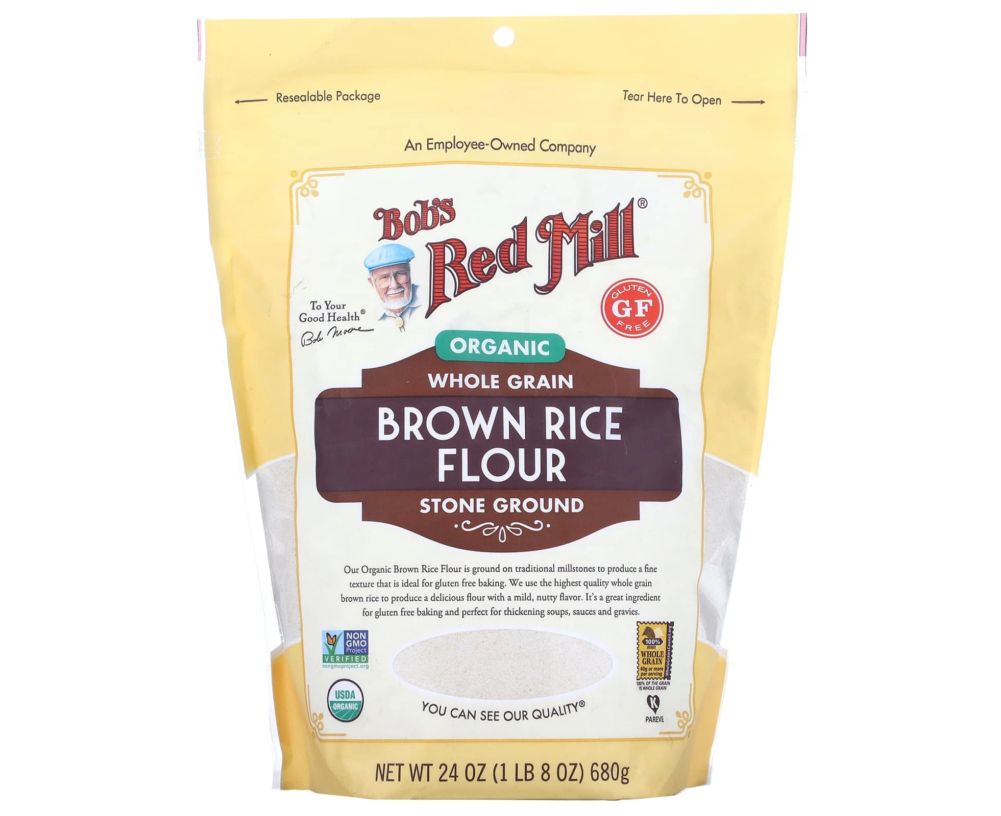 Bob's Red Mill, Organic Brown Rice Flour, Whole Grain, 24 oz (680 g)