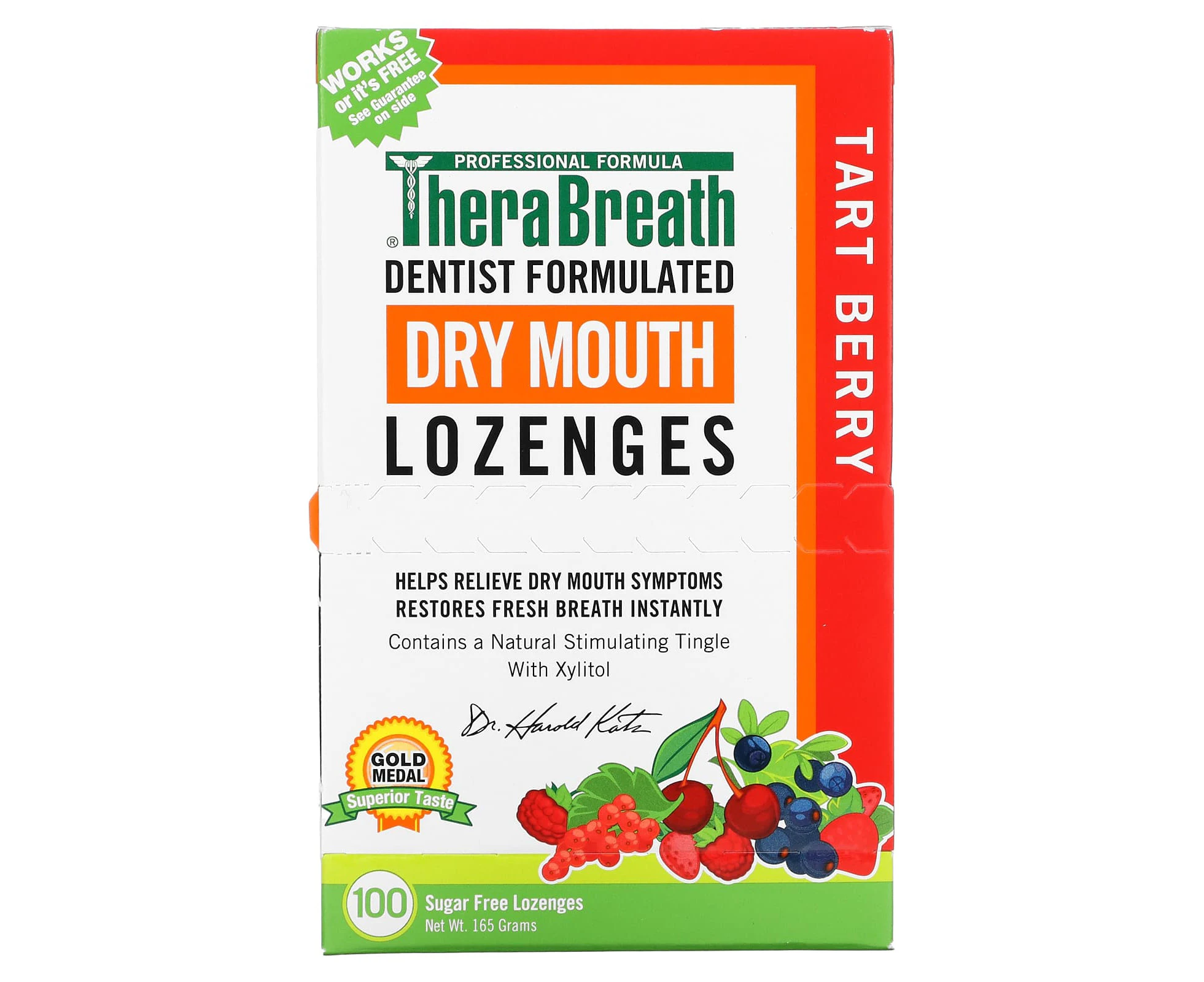 TheraBreath, Dry Mouth Lozenges, Tart Berry, 100 Sugar Free Lozenges