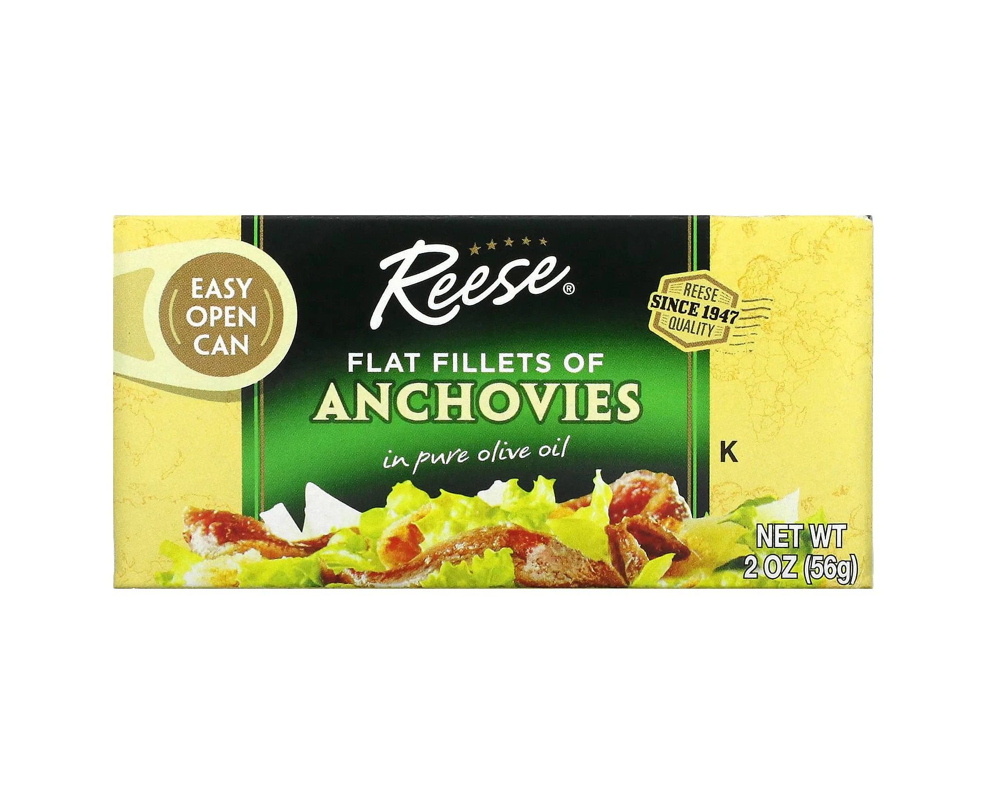 Reese, Flat Fillets of Anchovies, In Pure Olive Oil, 2 oz (56 g)