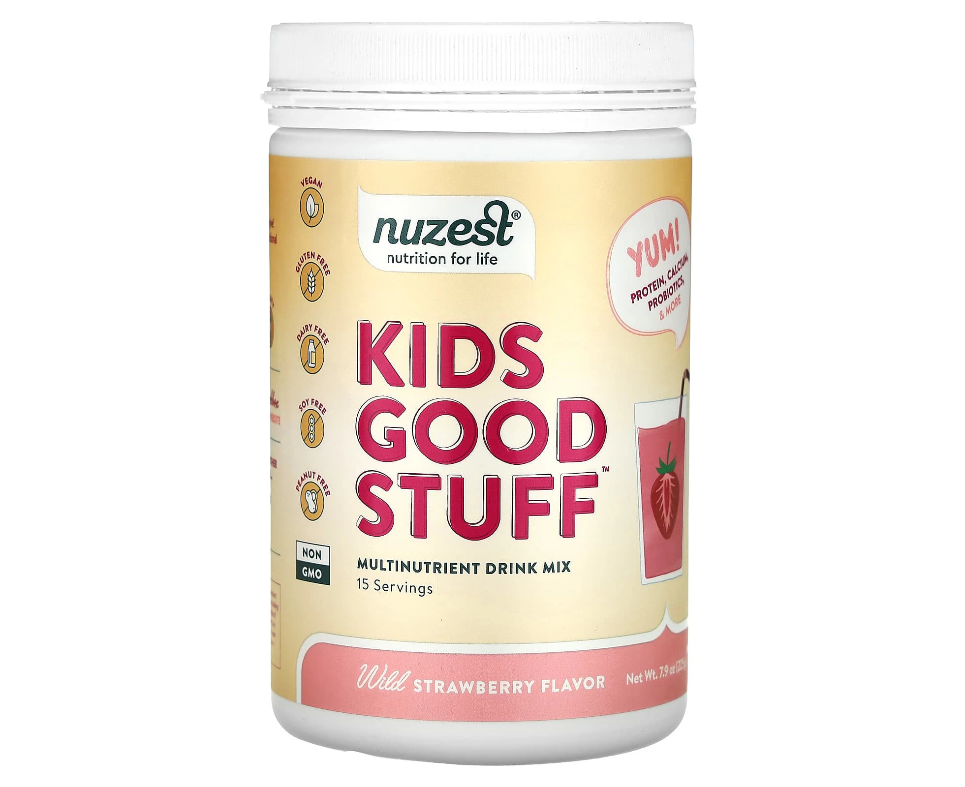 Nuzest, Kids Good Stuff, Multinutrient Drink Mix, Wild Strawberry, 7.9 oz (225 g)