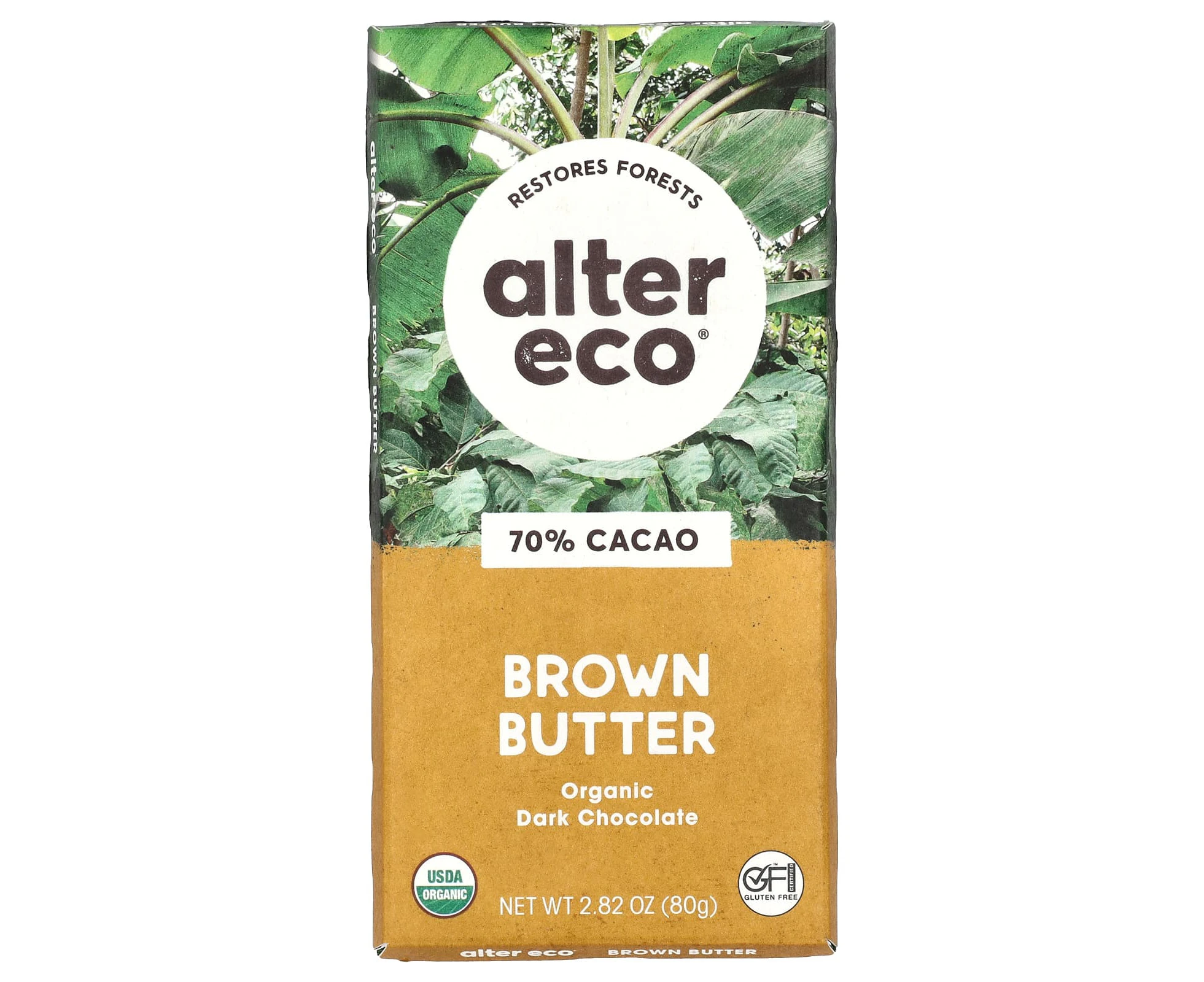 Alter Eco, Organic Dark Chocolate,  Brown Butter, 70% Cacao, 2.82 oz (80 g)