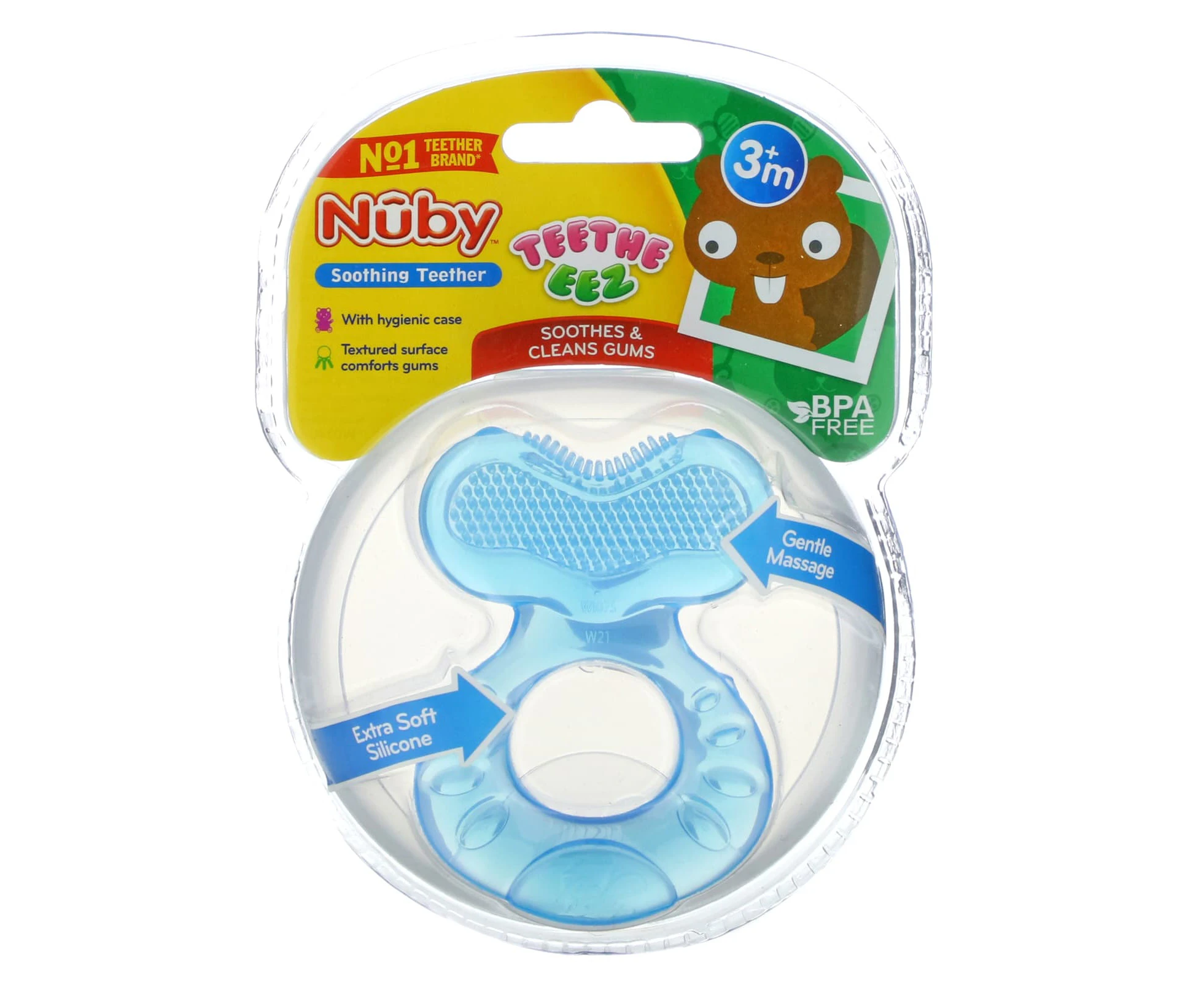 Nuby, Teethe Eez, Soothing Teether, 3+ Months, Blue