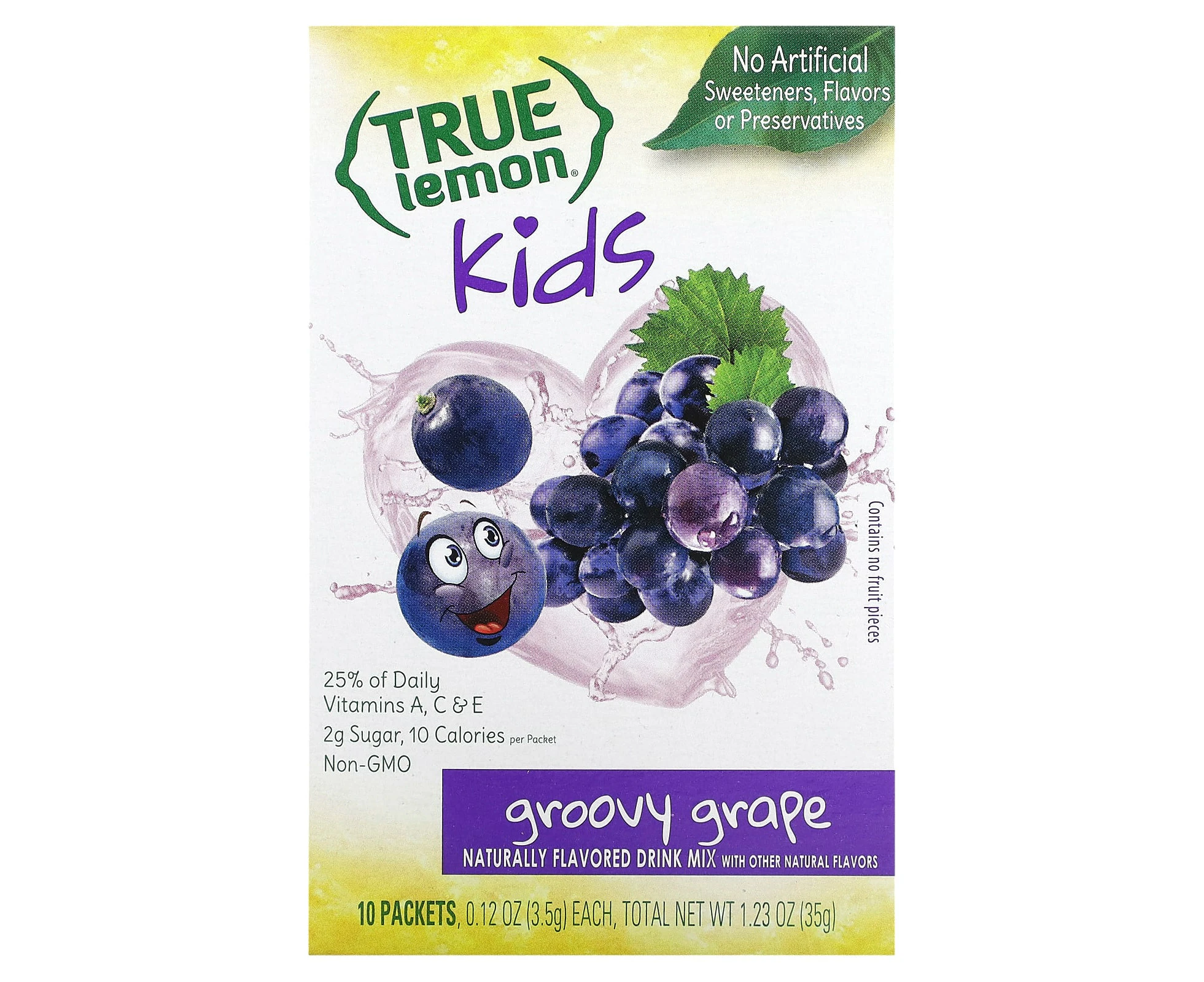 True Citrus, True Lemon, Kids Drink Mix, Groovy Grape, 10 Packets, 0.12 oz (3.5 g) Each