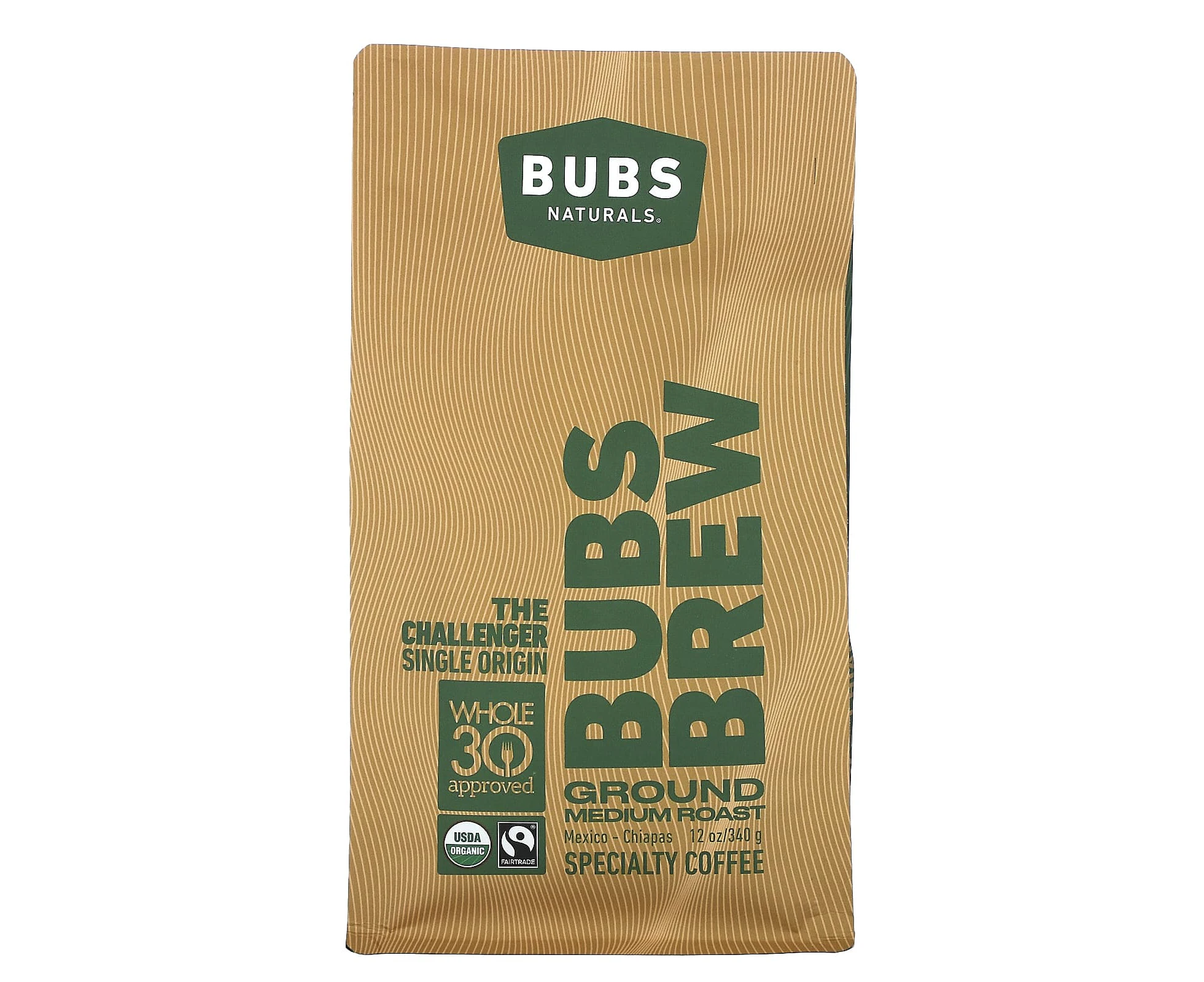 BUBS Naturals, Bubs Brew, The Challenger Single Origin, Ground, Medium Roast, 12 oz (340 g)