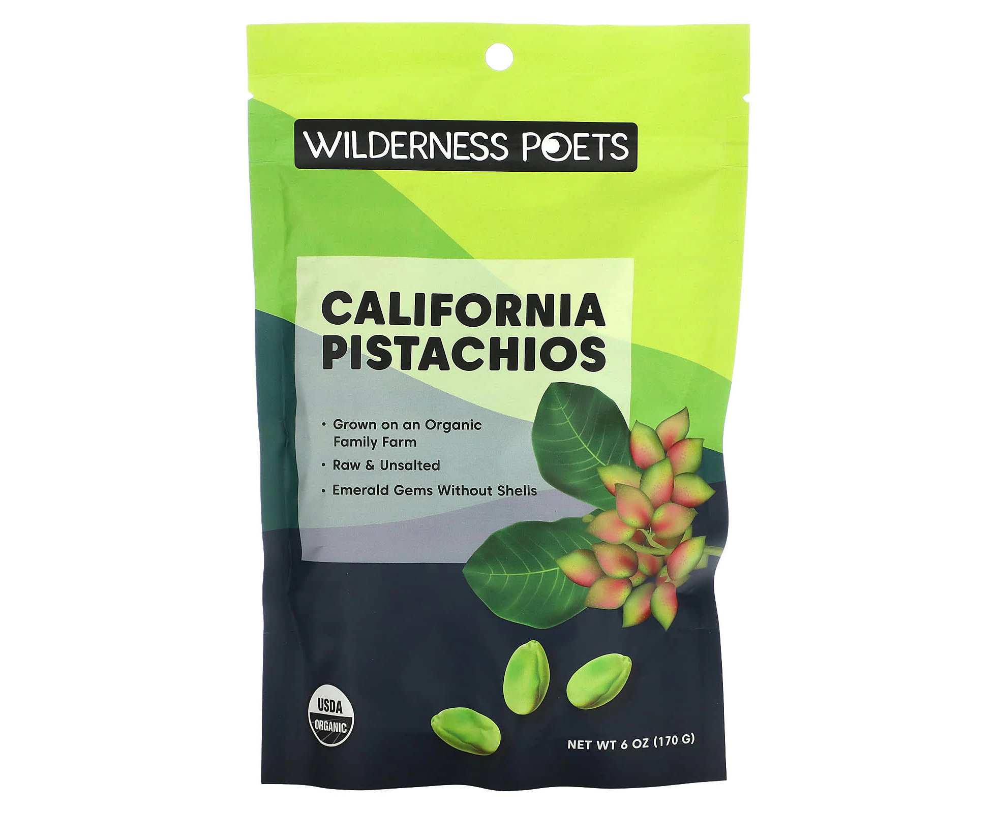 Wilderness Poets, Organic Organic California Pistachios, Unsalted, 6 oz (170 g)