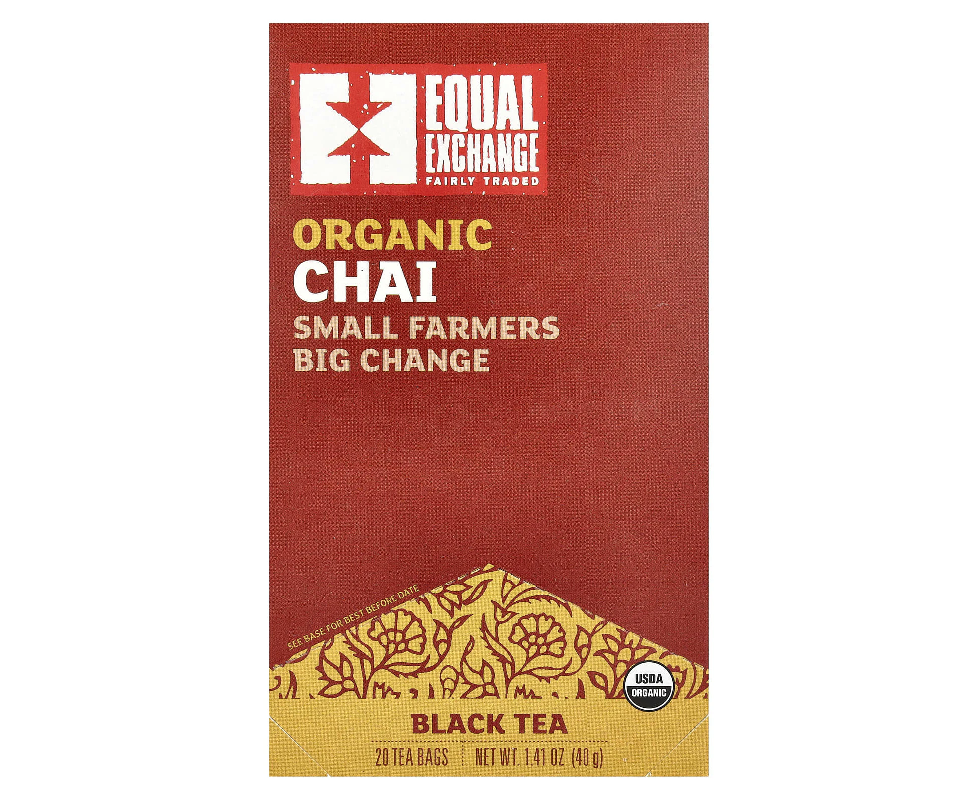 Equal Exchange, Organic Chai Black Tea, 20 Tea Bags, 1.41 oz (40 g)