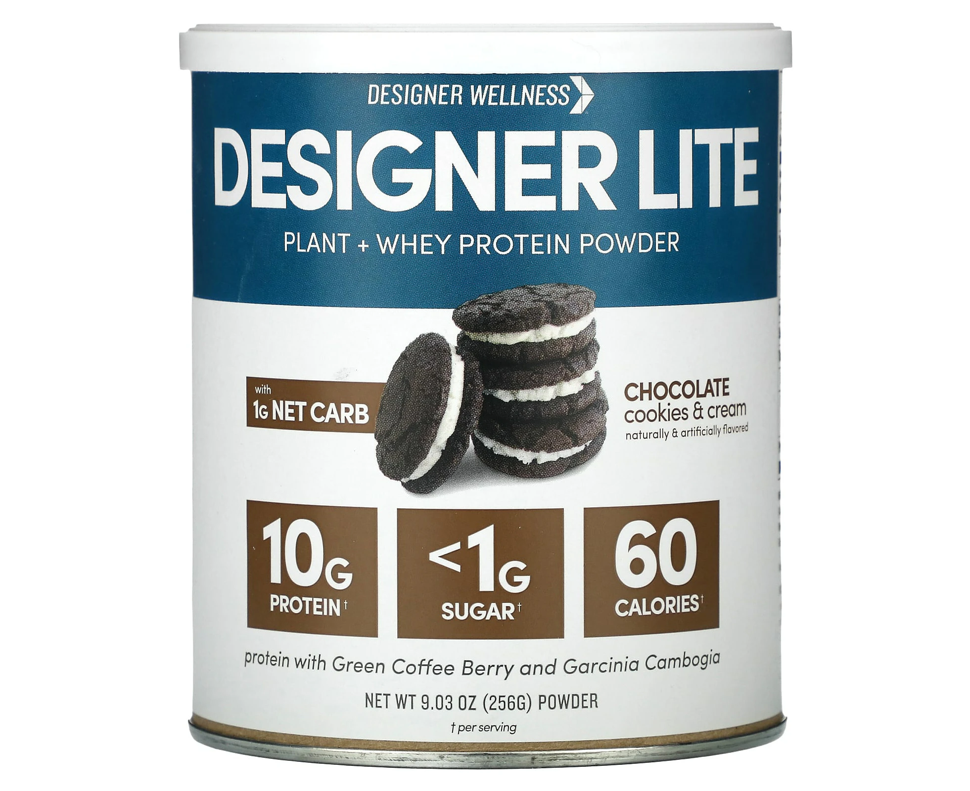 Designer Wellness, Designer Lite, Plant + Whey Protein Powder, Chocolate Cookies & Cream , 9.03 oz (256 g)